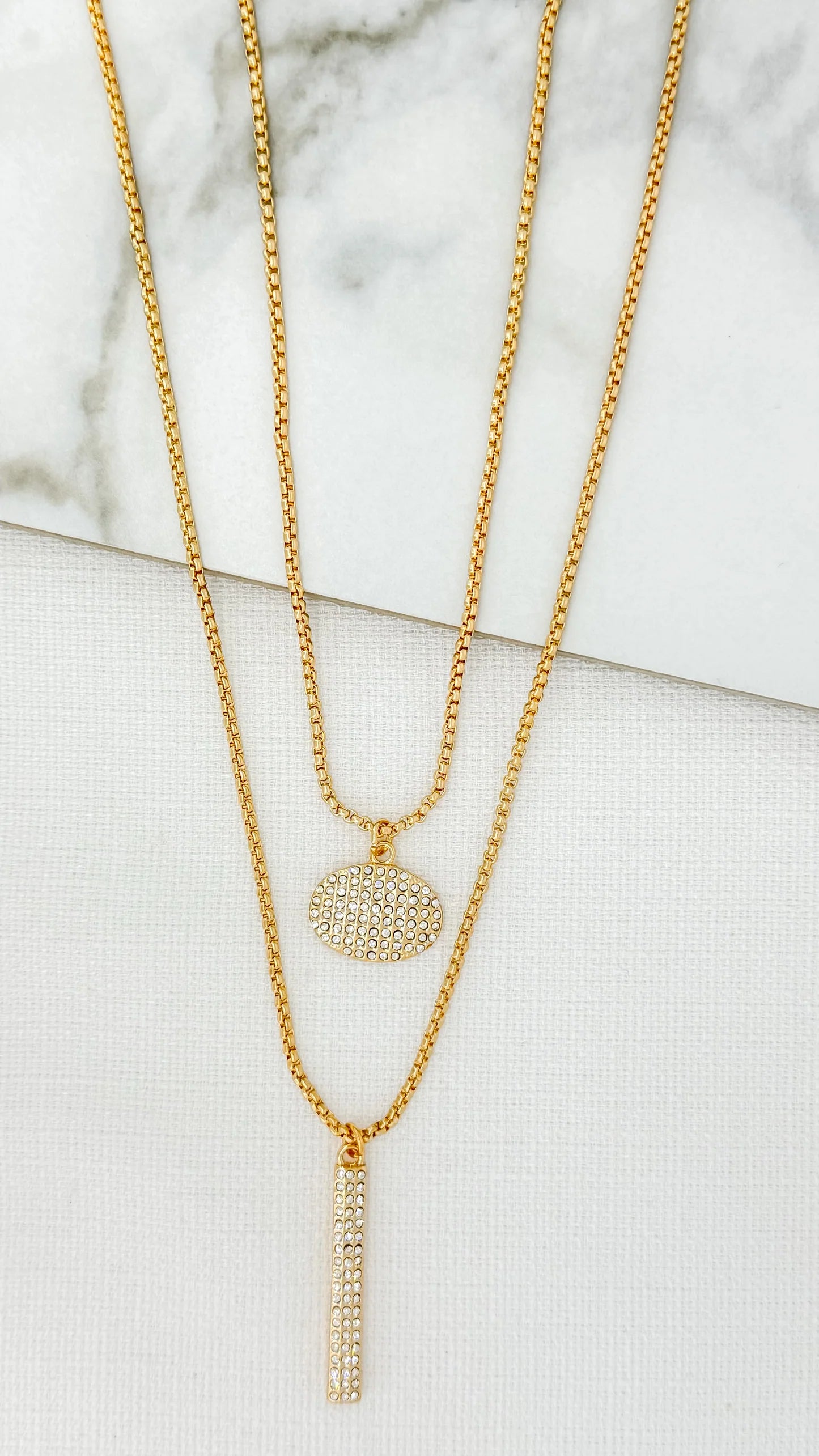 Envy Double Layer Pendant Necklace In Gold