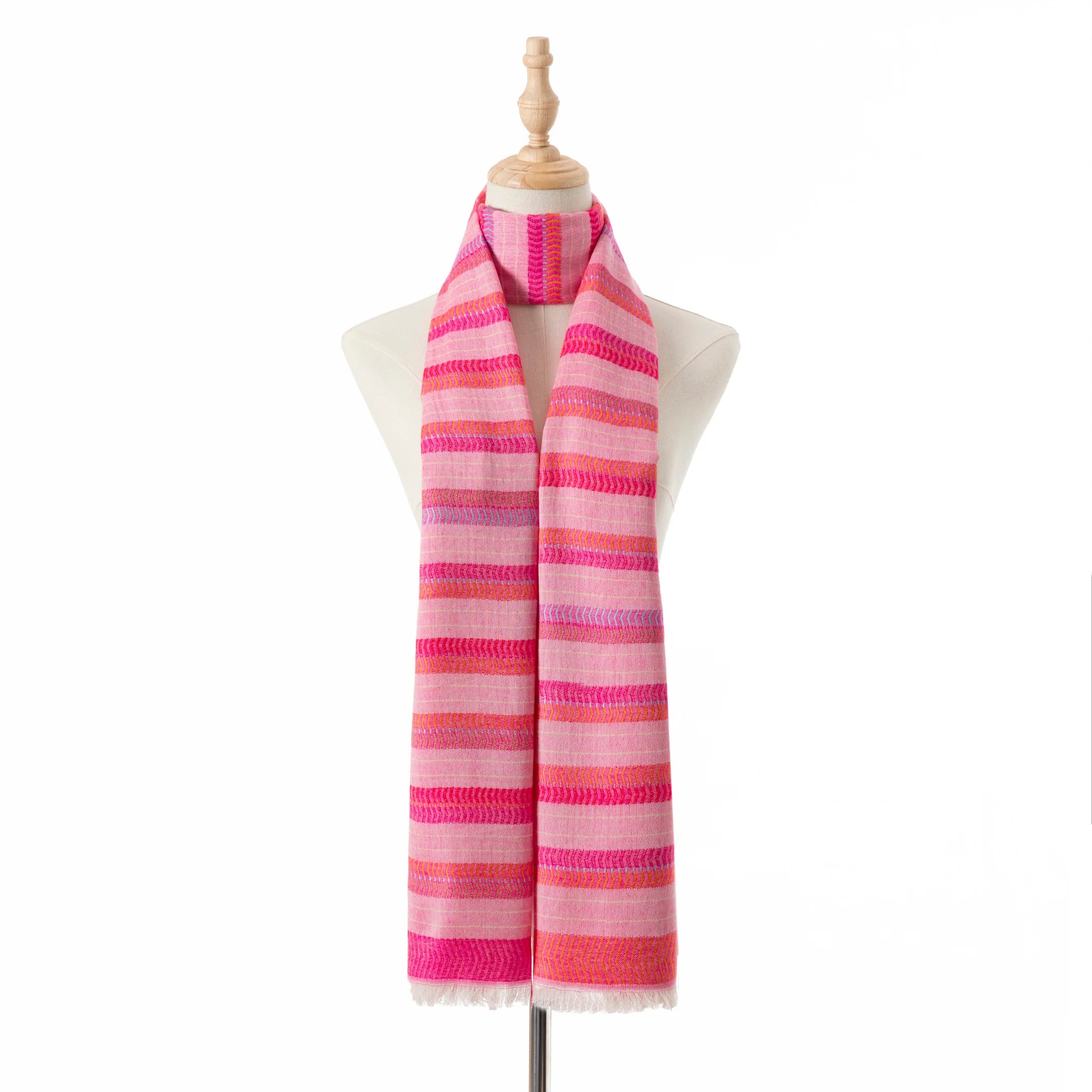 Pipa Stripe Patterned Scarf In Pink Multi