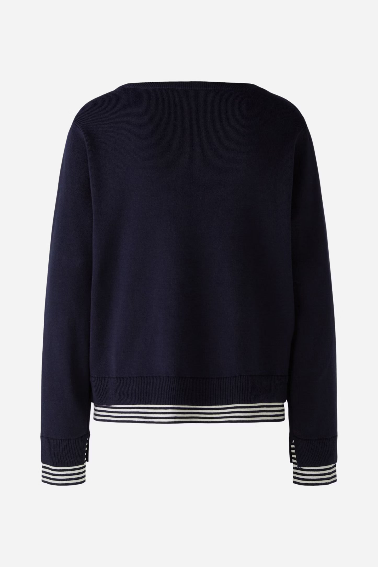 Oui Contrasting Stripes Pullover In navy & white