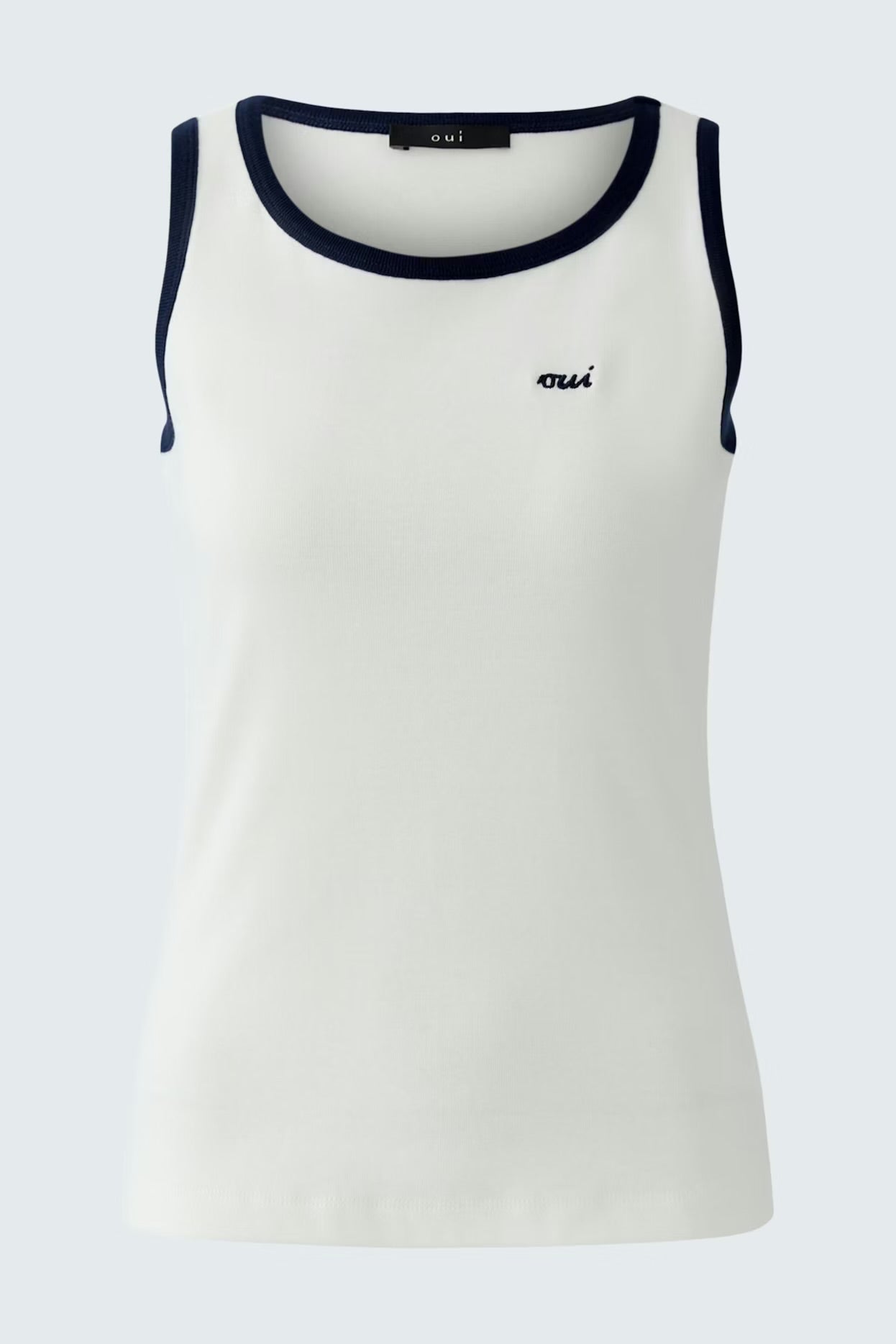 Oui Tank Top In Off White & Navy