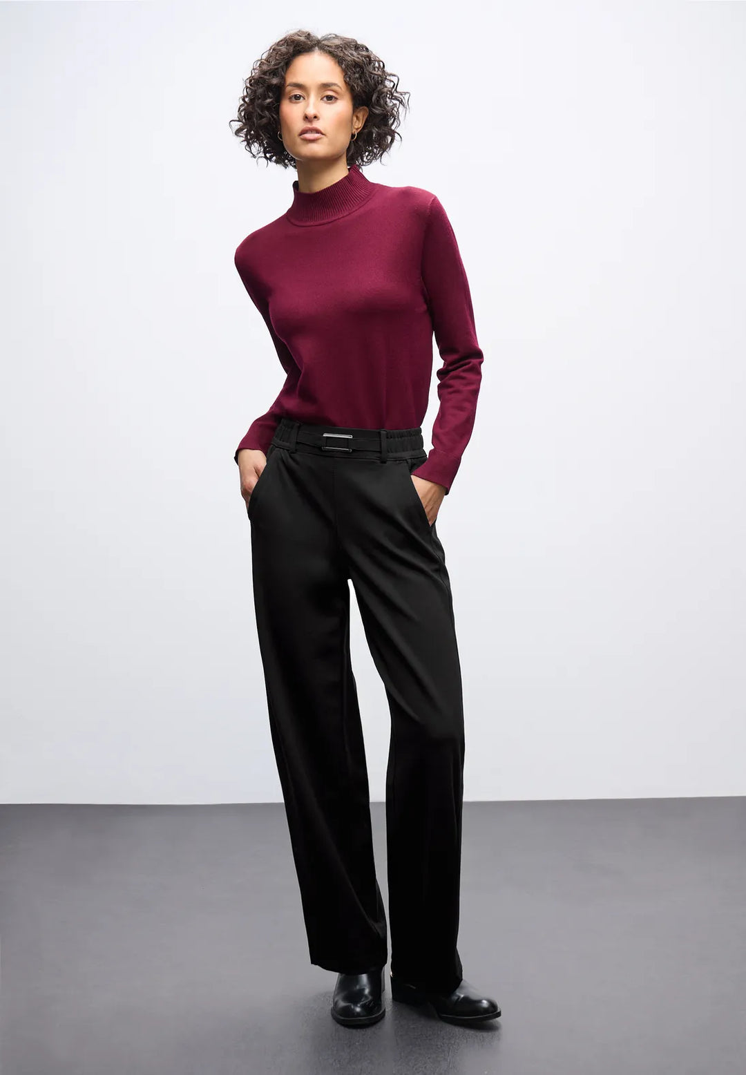 Street One Straight Leg Buckle Trousers In Black
