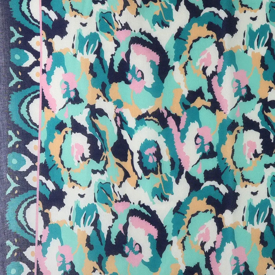 Pom abstract Print Scarf In teal mix