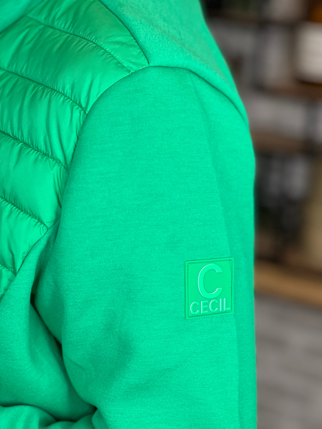 Cecil Scuba Mix Jacket In Grass Green