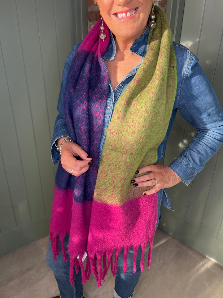 Sophie Colour Block Scarf In Pink Multi