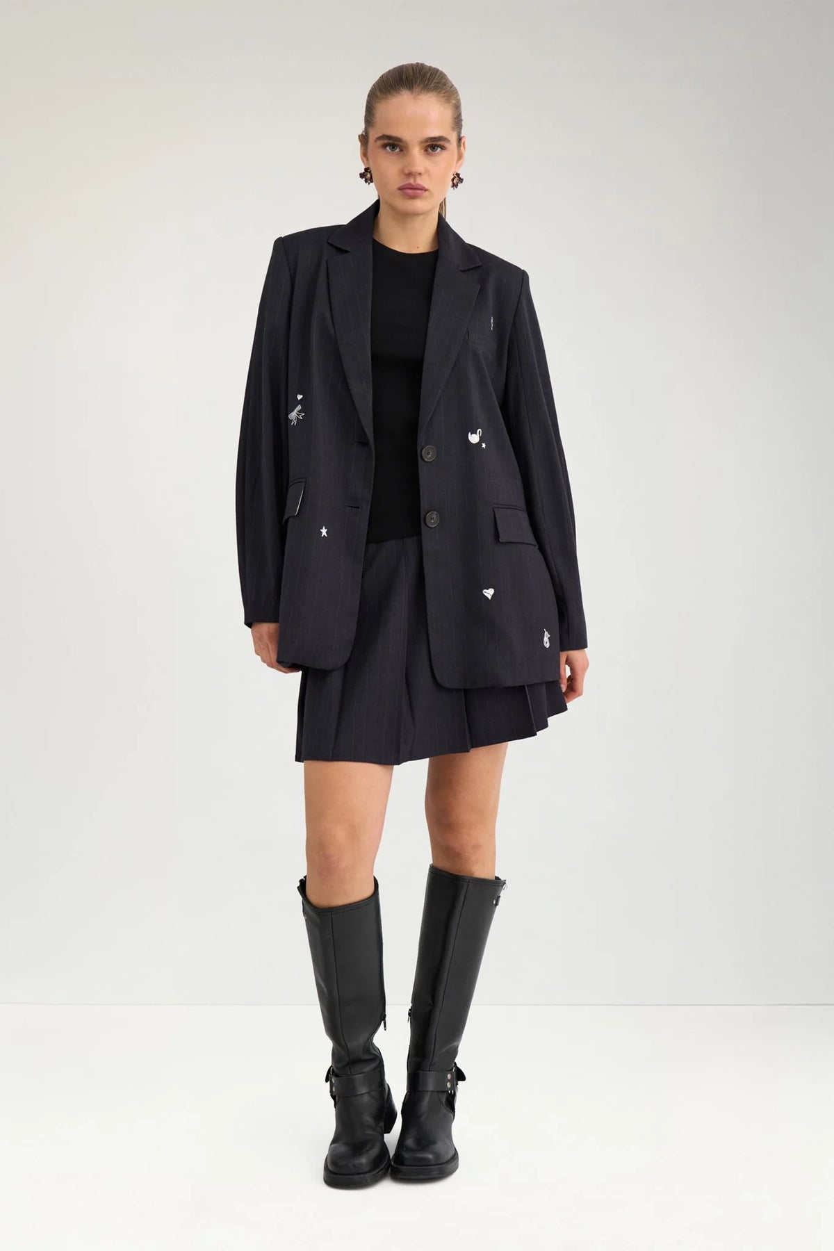 Nulouise oversized embroidery blazer in salute