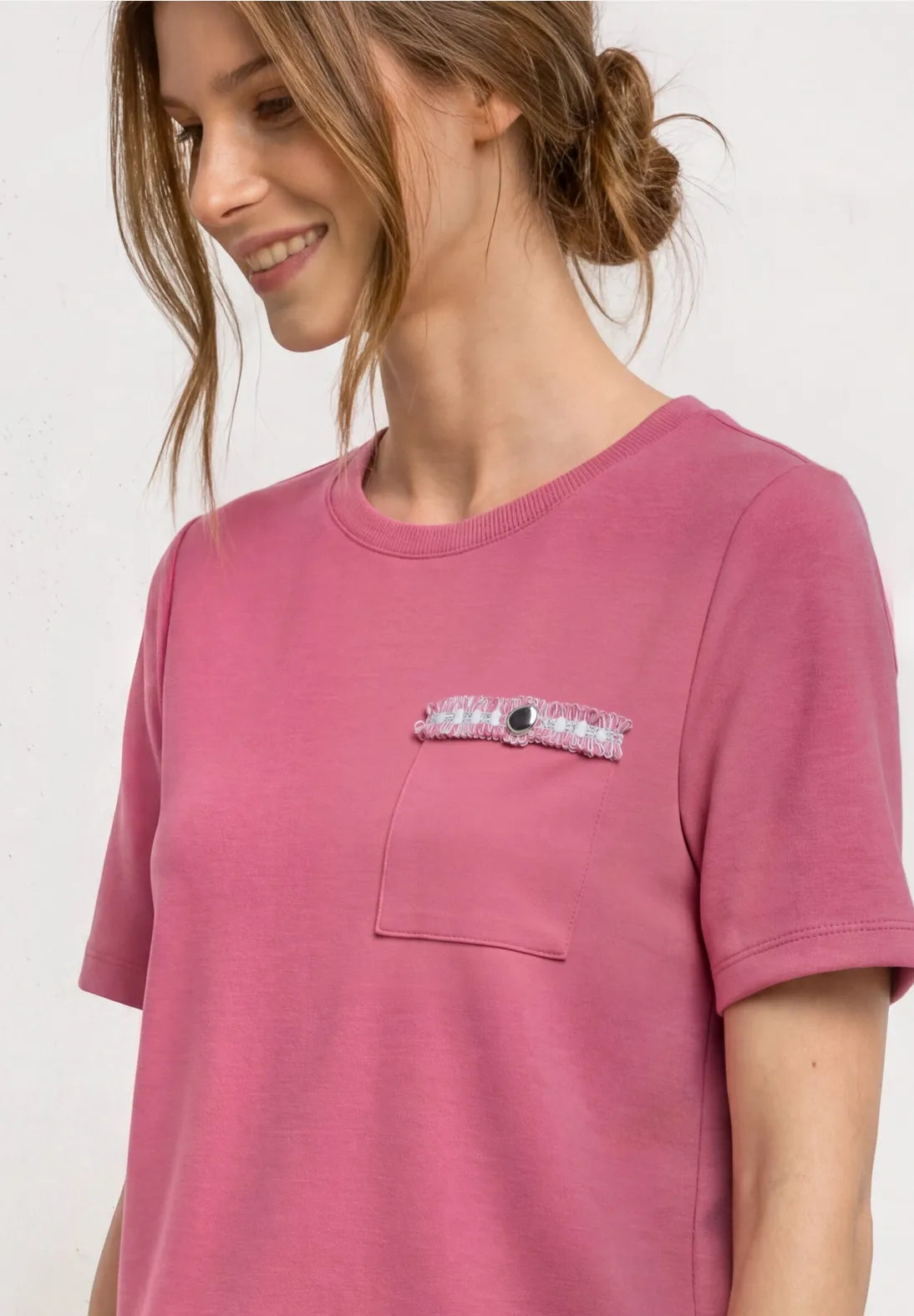 Street One t-shirt with decor in blush berry