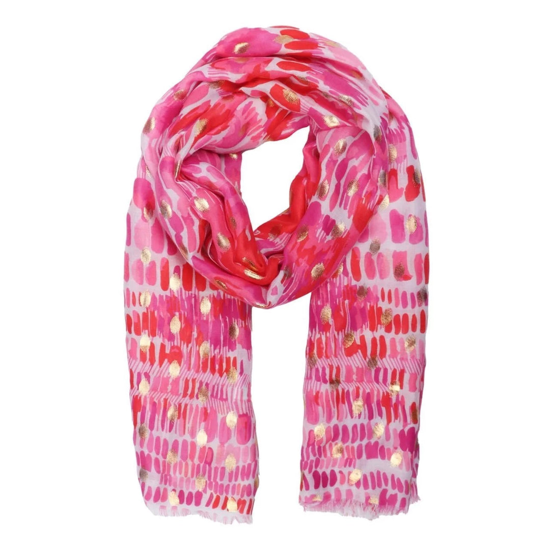 Polly Paint Dabs With Metallic Detail Scarf In Pink