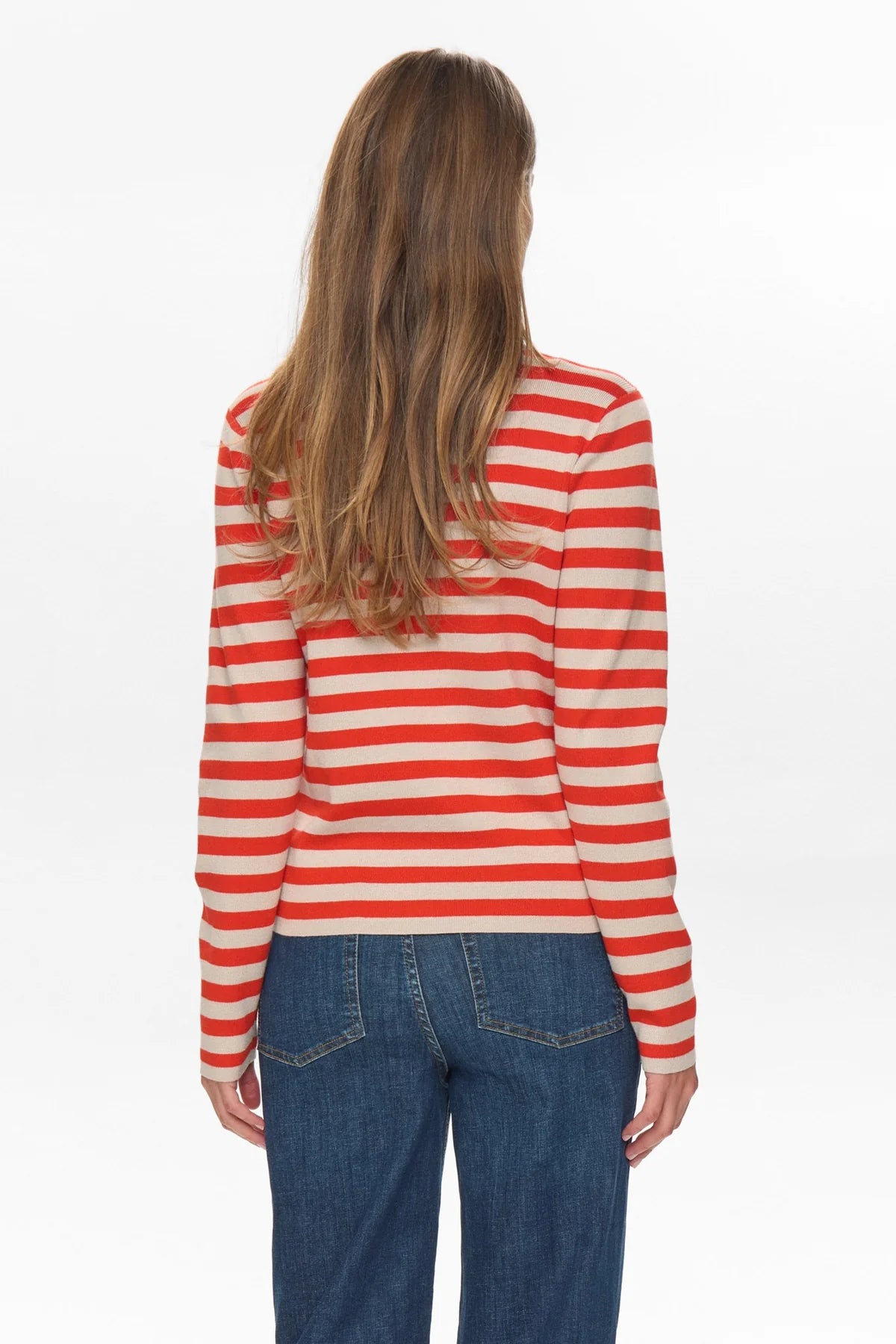 Nümph Nustripy Striped Pullover In Fiery Red
