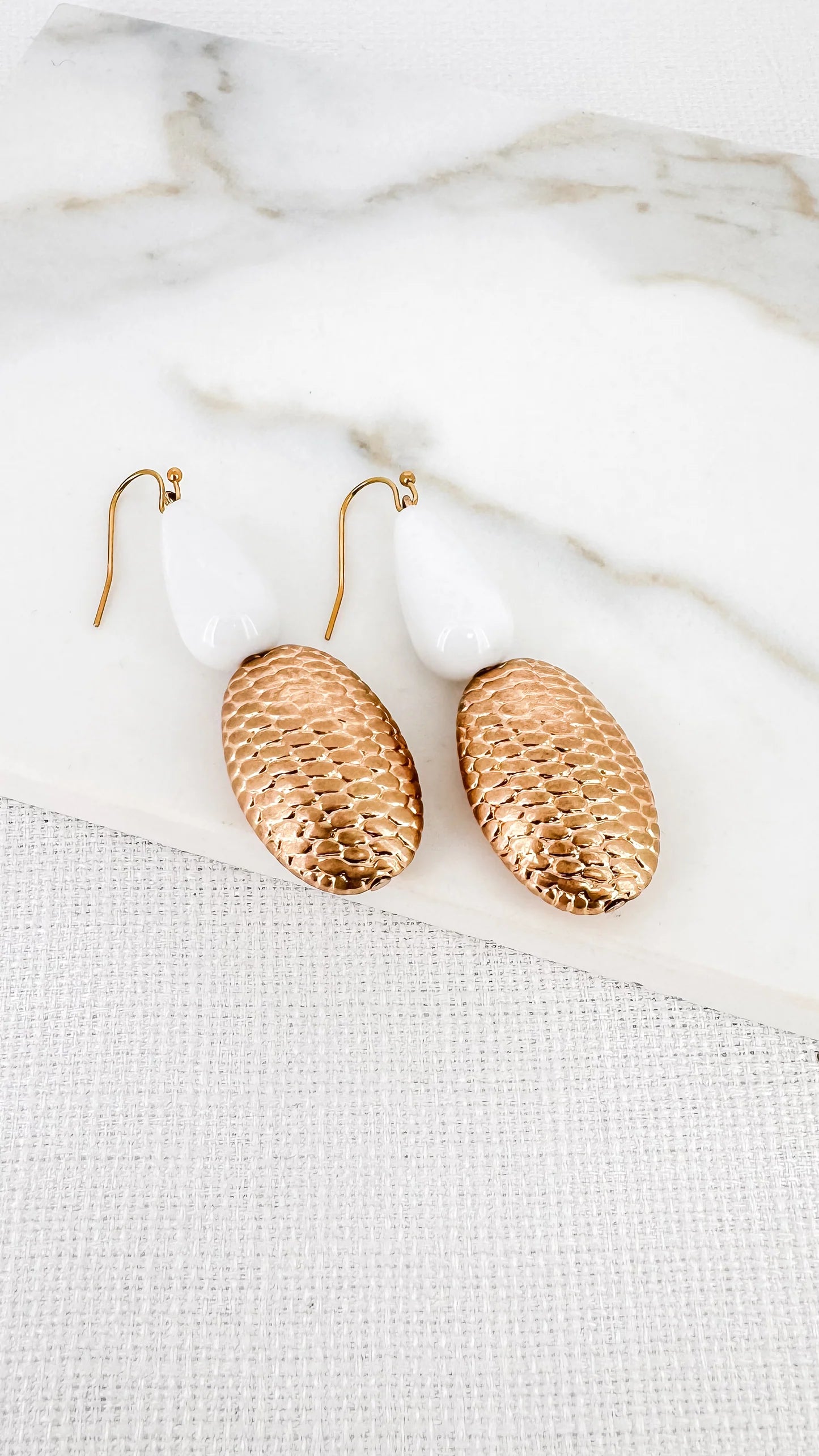 Envy Dropper Earrings In Gold & White