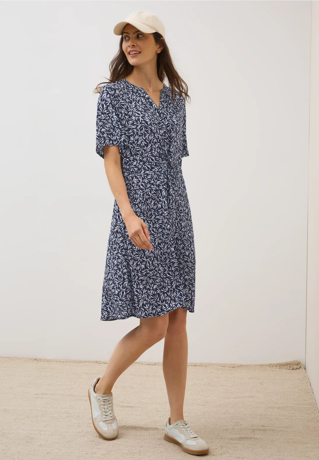 Cecil Patterned Dress In Urban Dark Blue