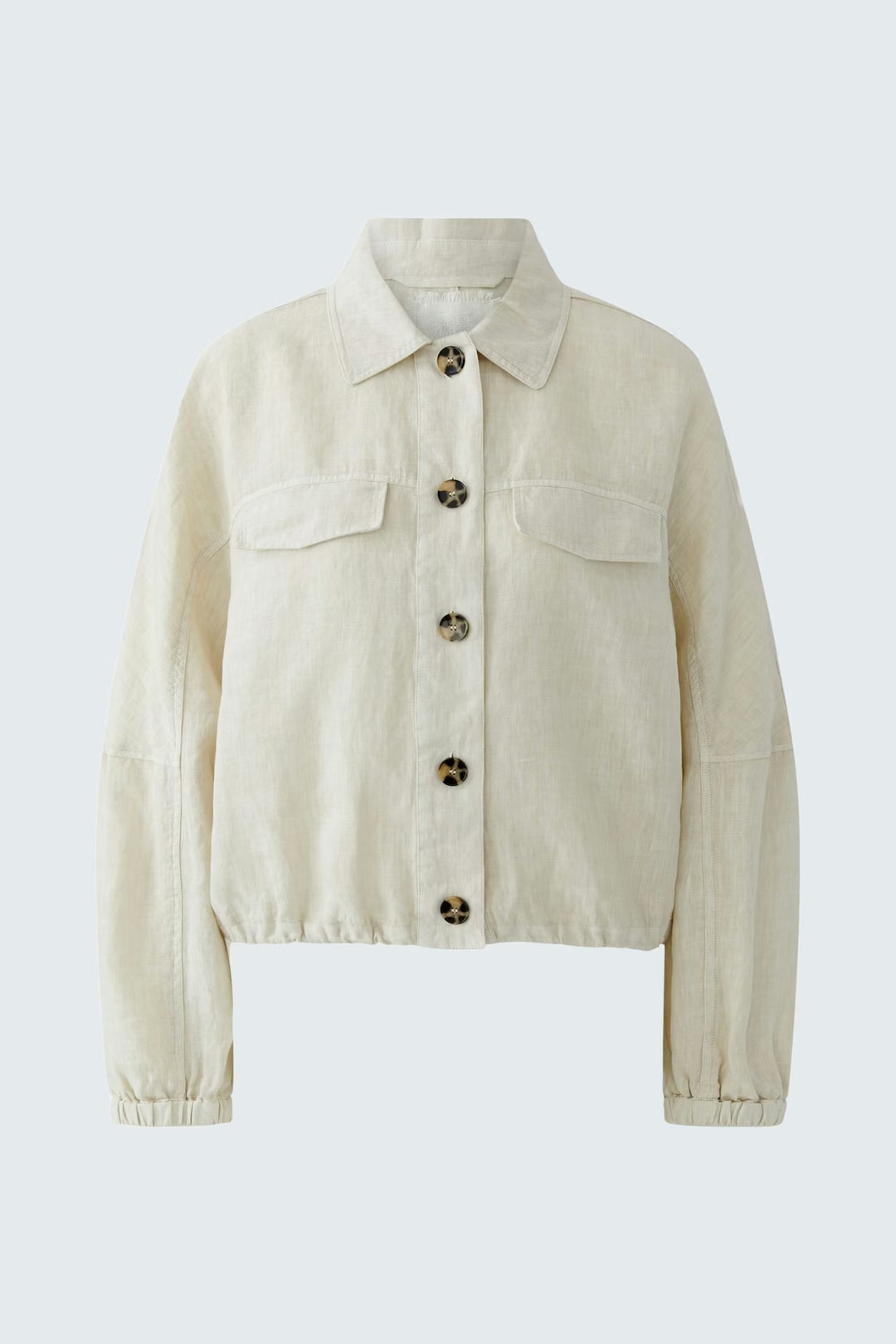 Oui Pure Linen Jacket In Biscuit
