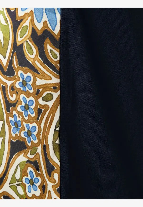 More & More Ornament Print Blouse In Navy