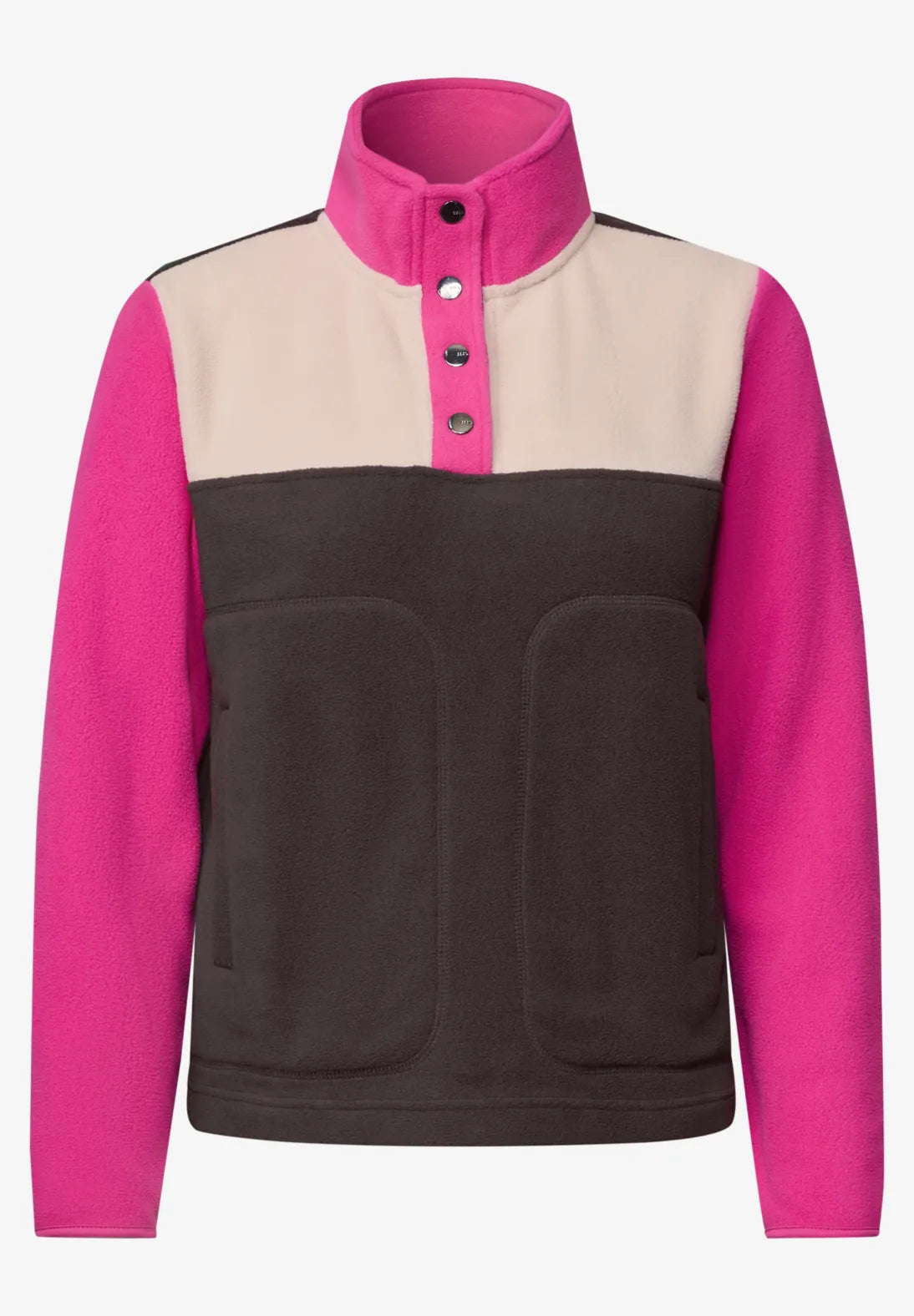 Colour block fleece in pink flash