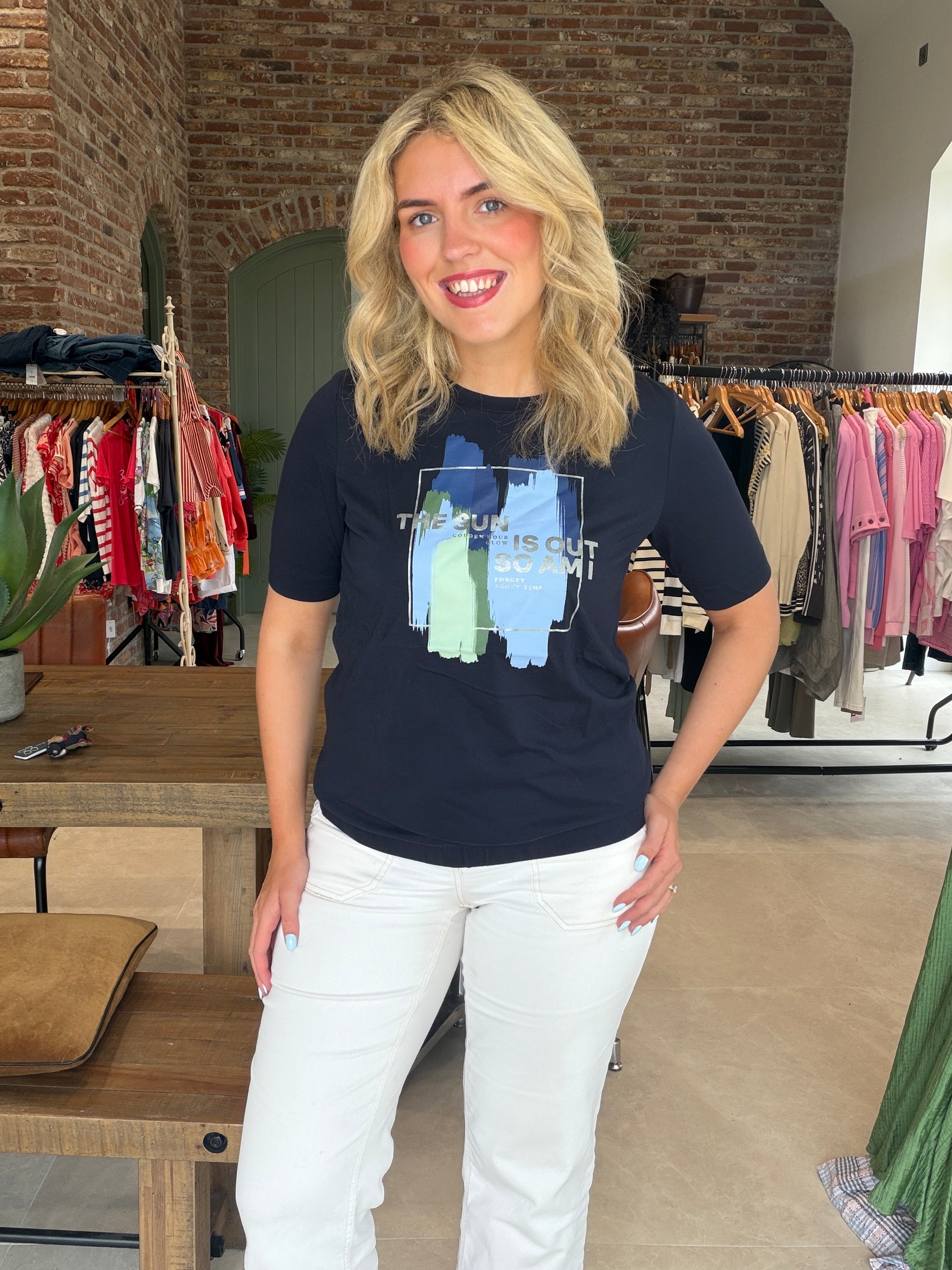 Cecil Multicoloured T-shirt In Urban Dark Blue