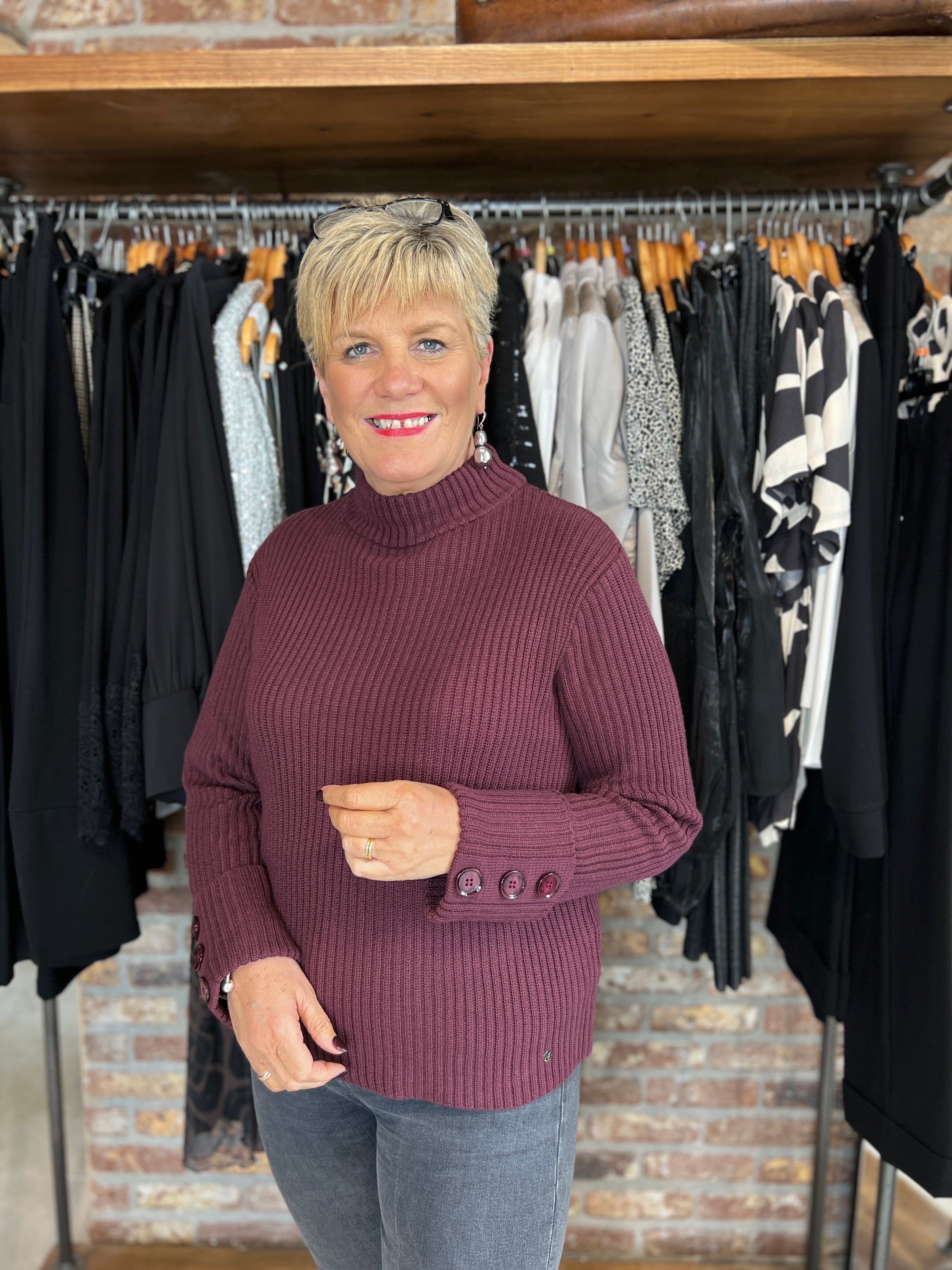 Monari Knitted Pullover In Bordeaux