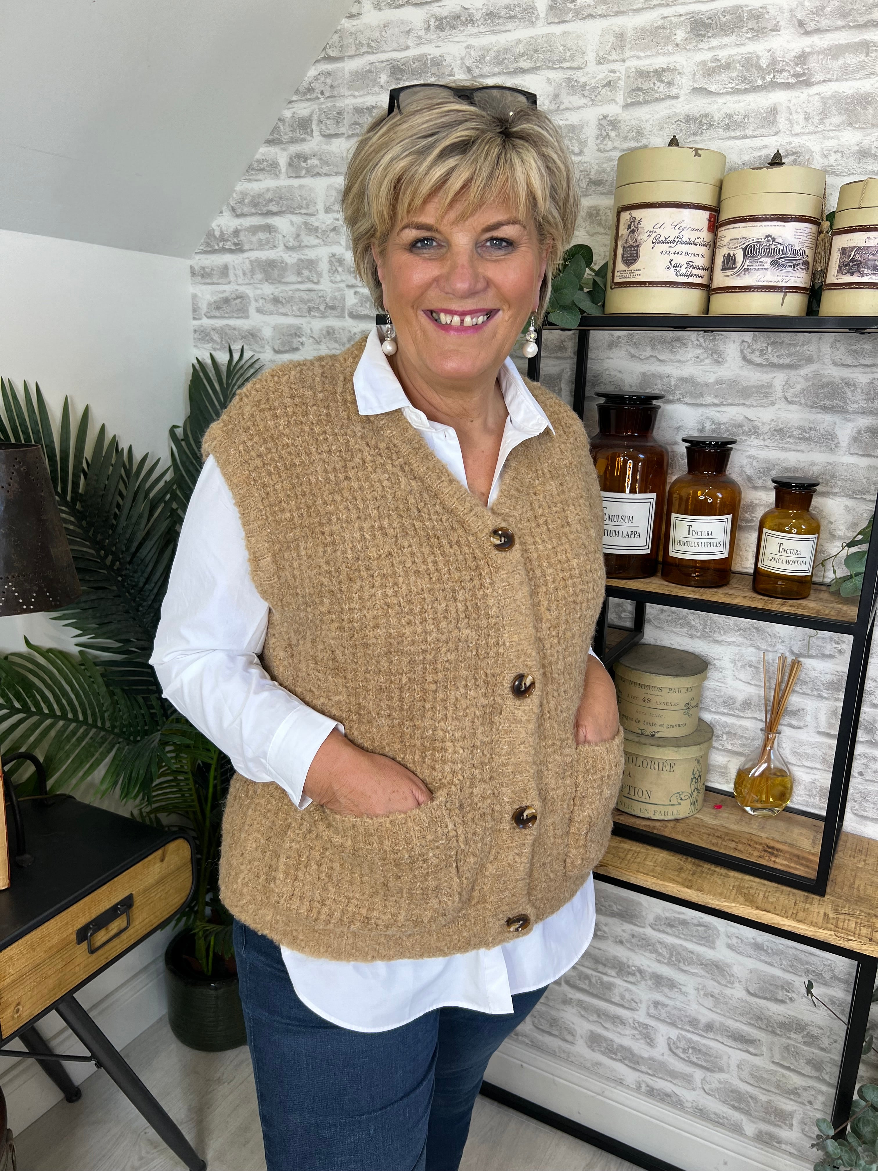 FRNCH Magaly Cardigan In Camel