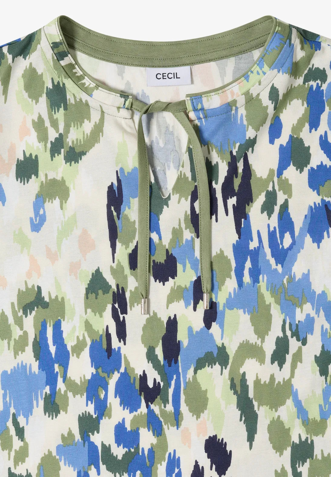 Cecil Patterned T-shirt With Toggles In Cashmere Beige
