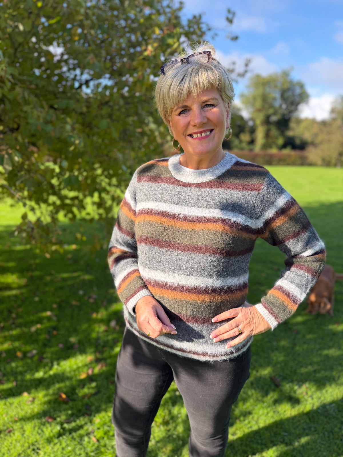 hadil pullover in dark green multi