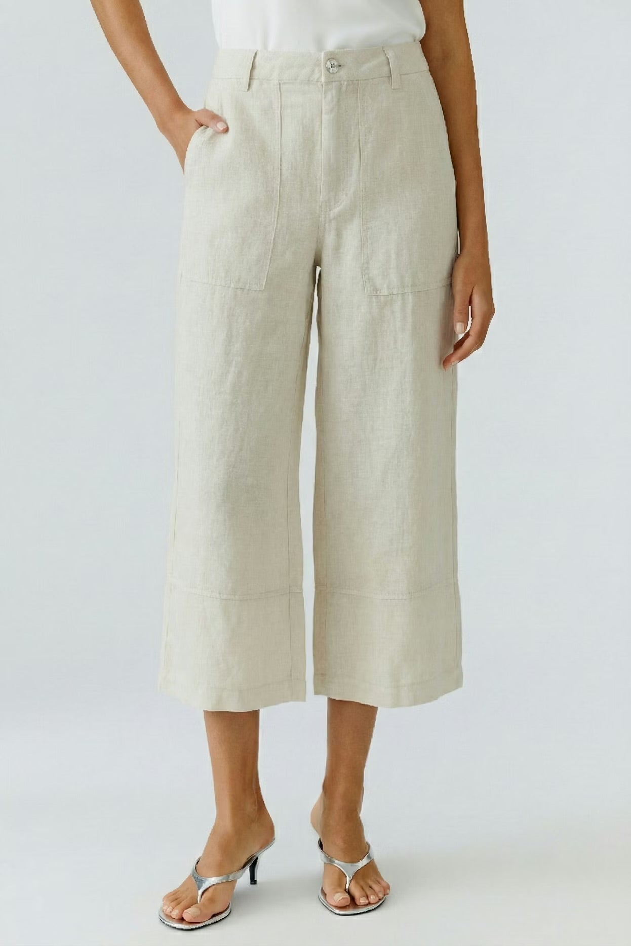 Oui linen trousers In Biscuit