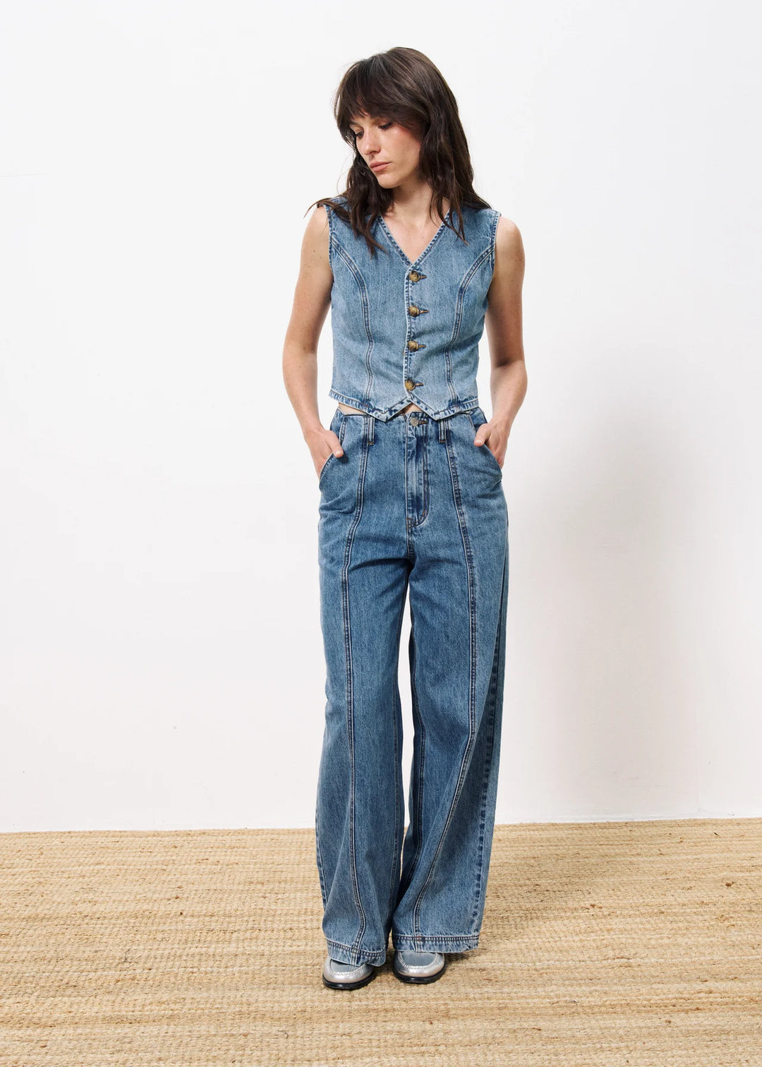 FRNCH Carima Waistcoat In Denim