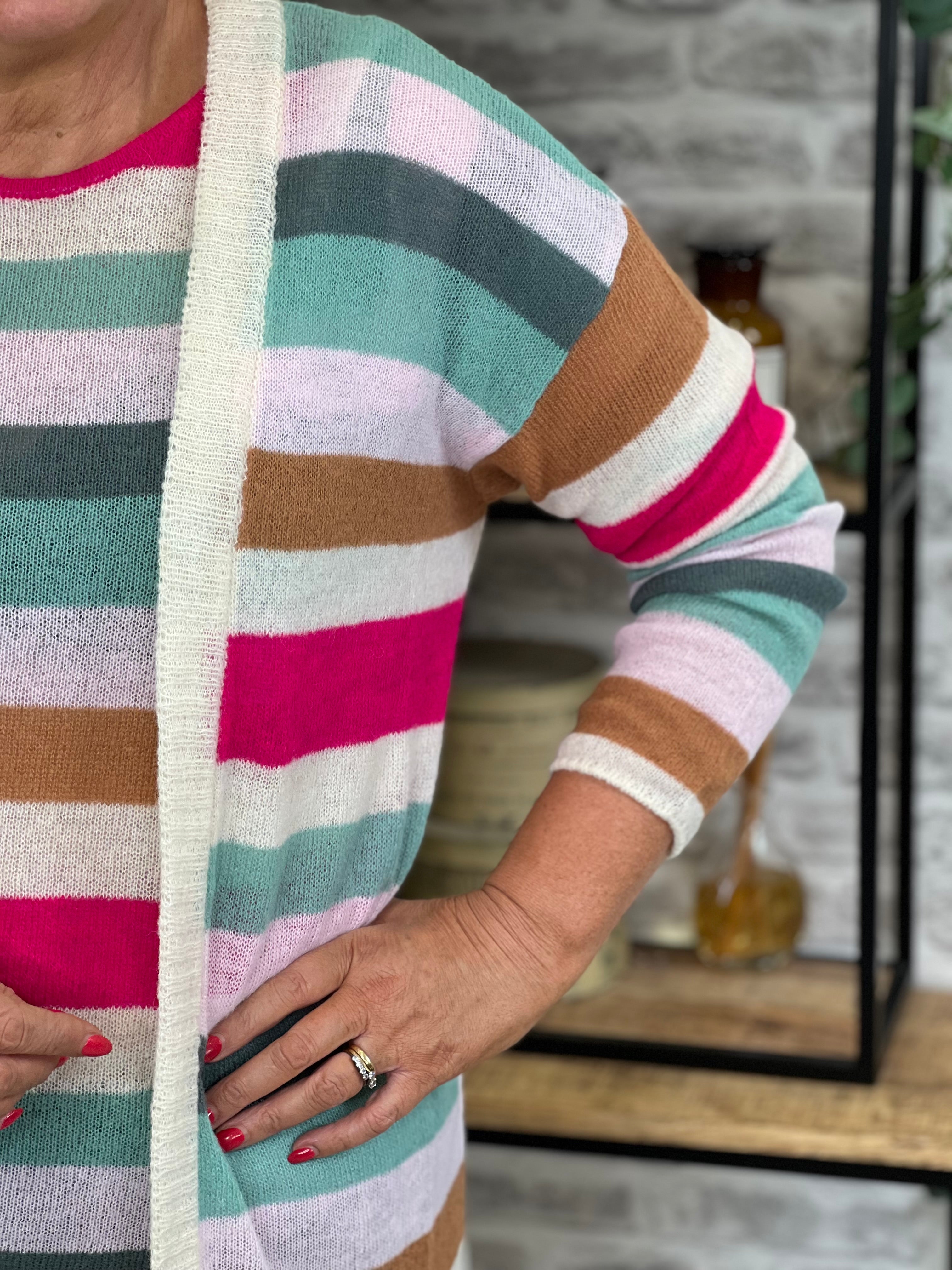 Milano Italy Striped Pullover In Multi