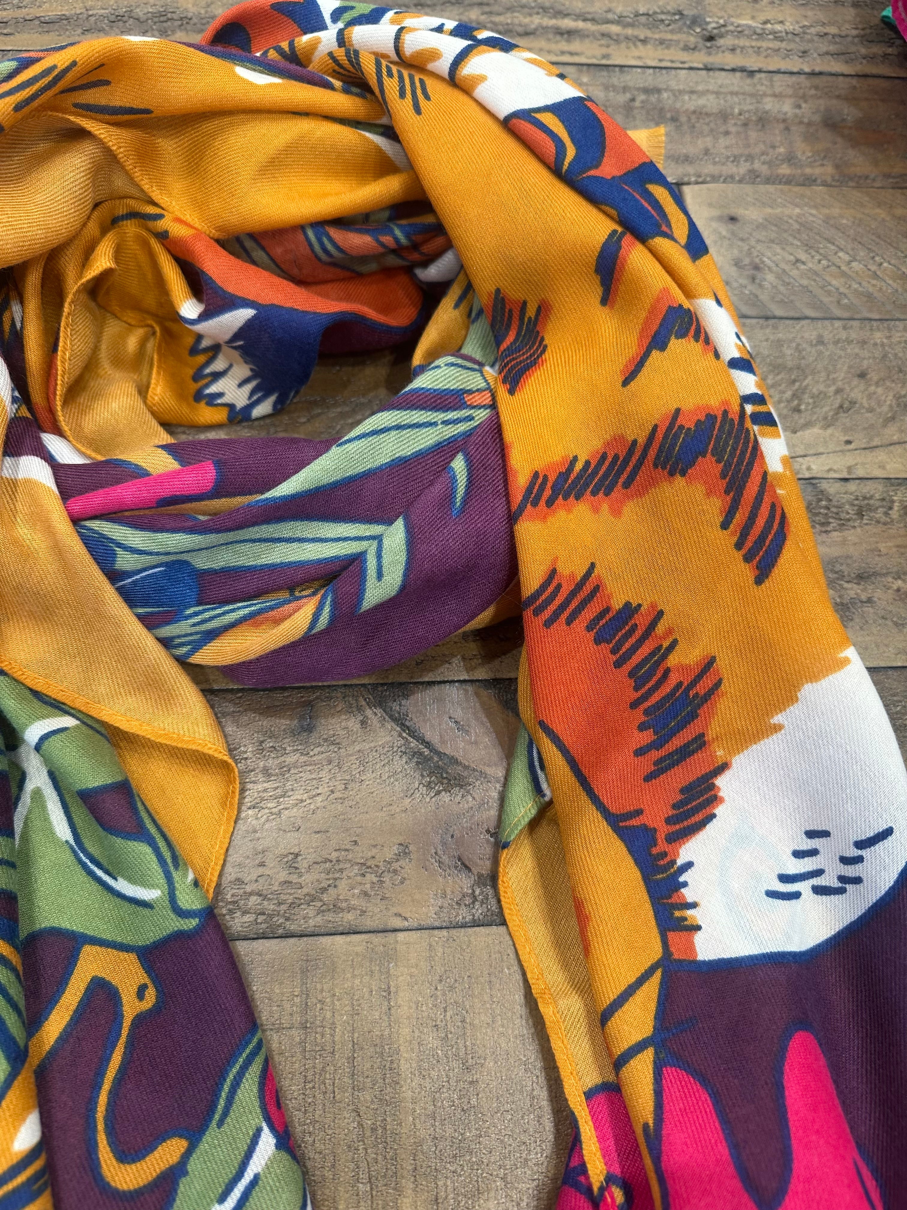 Powder Winter Wonderland Print Scarf In Damson