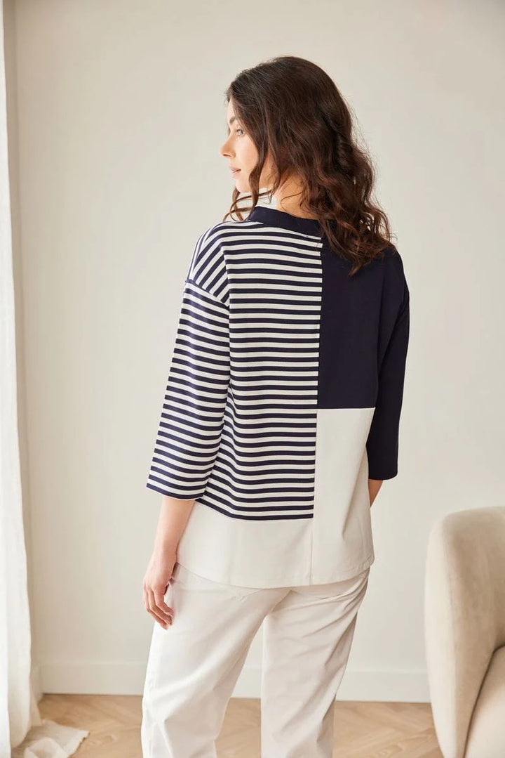 Peruzzi Stripe Block Top in Navy