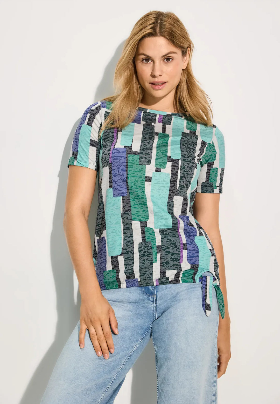 Cecil Big Print T-shirt In Fir Green
