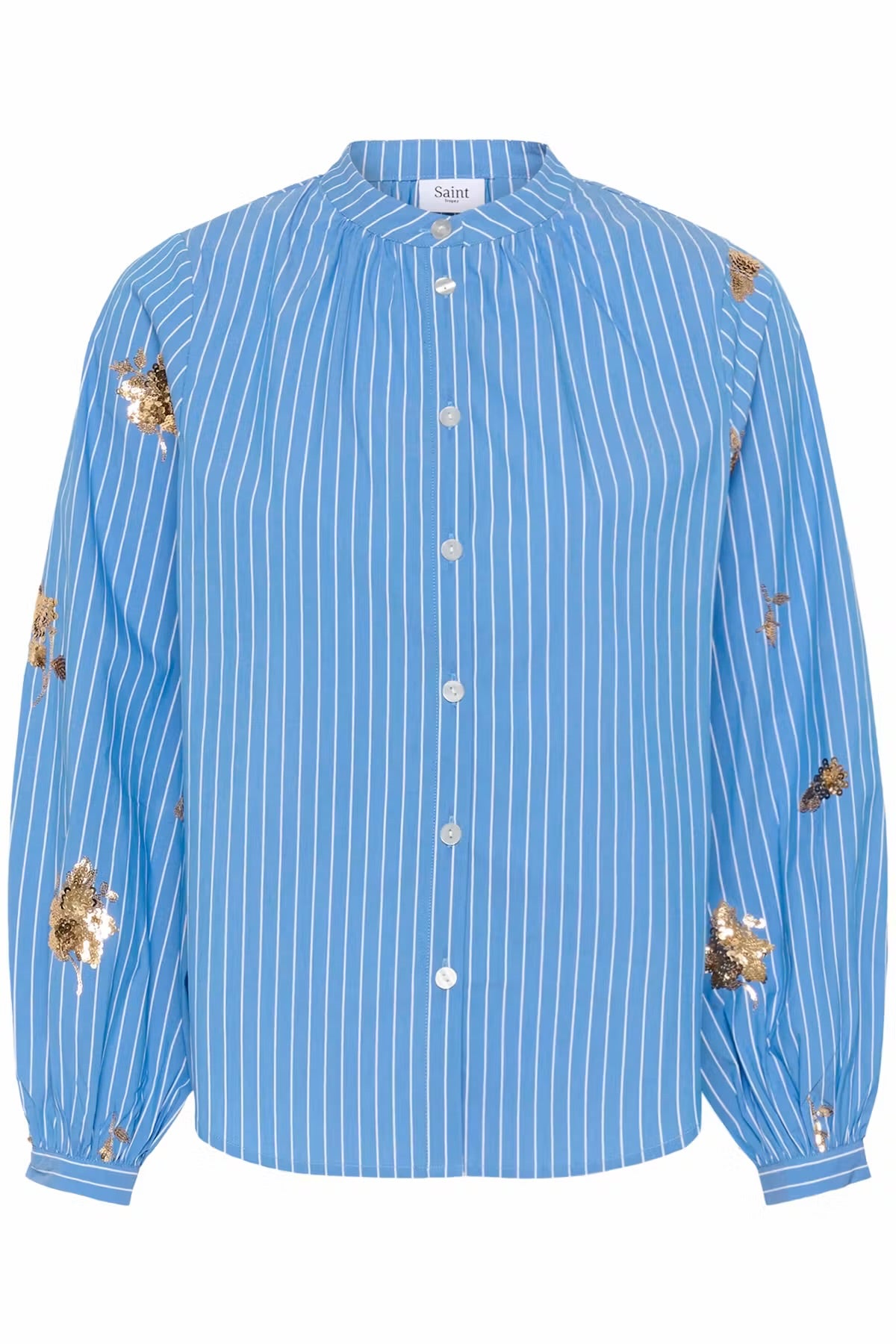 Striped Shirt with sequence in blue & white