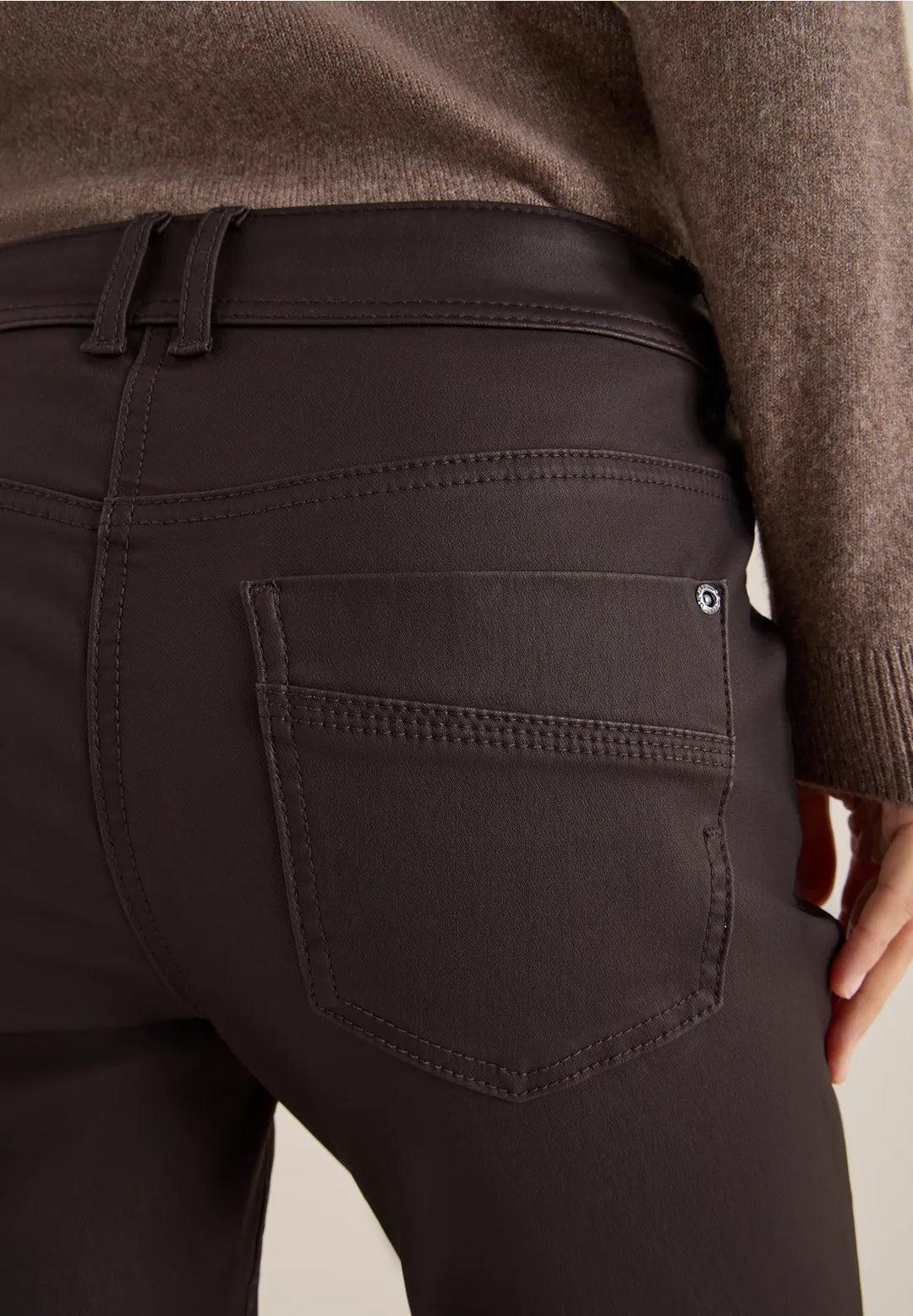 Cecil Toronto Coated Jeans In Tartufo Brown