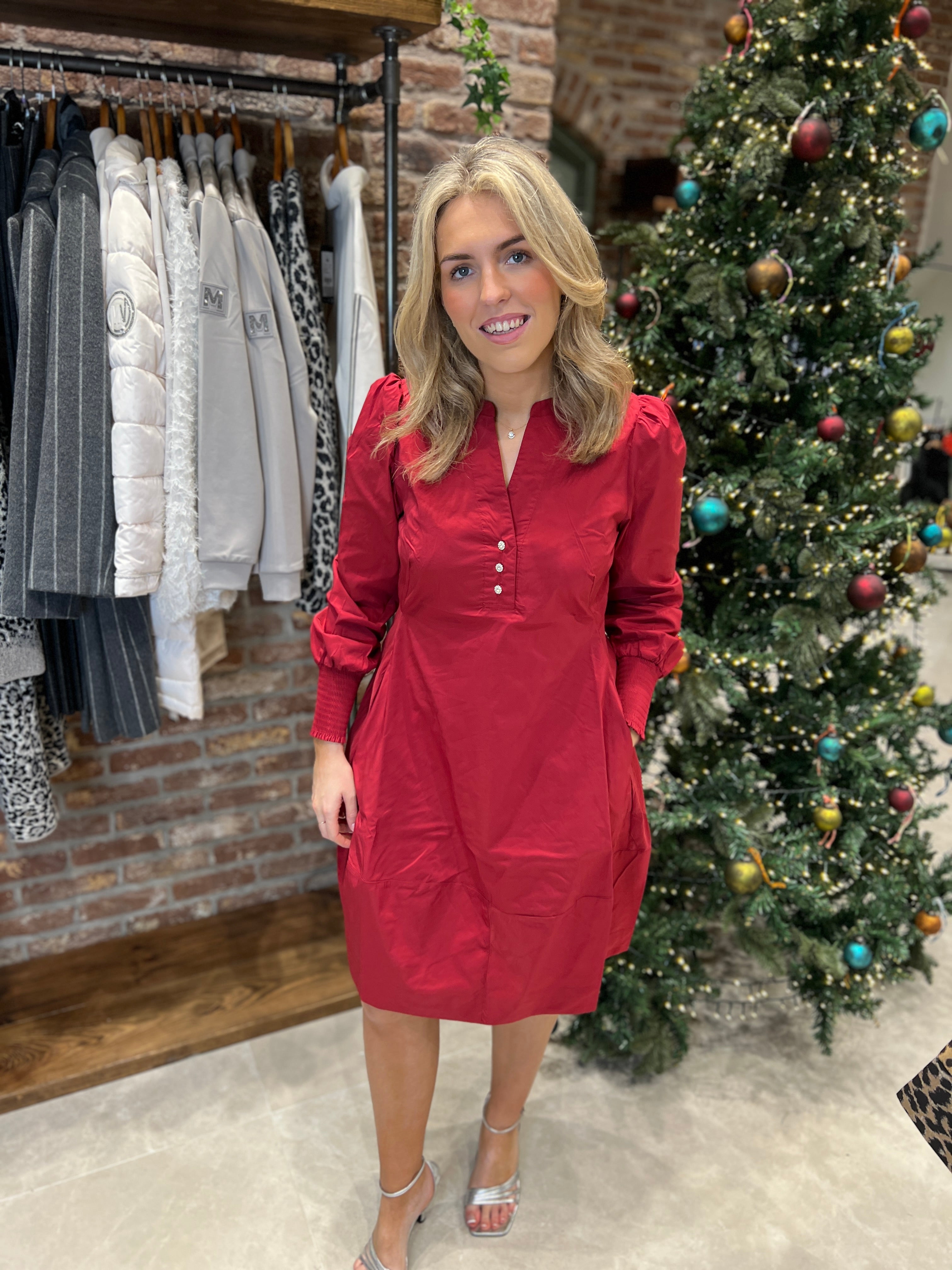 Culture Cuantoinett Rib Dress In Chill Pepper