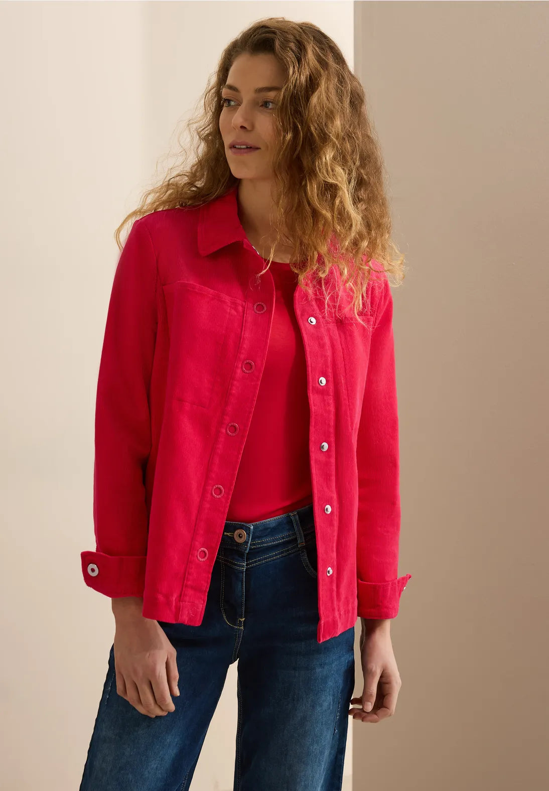 Cecil Cord Overshirt In Granita Red