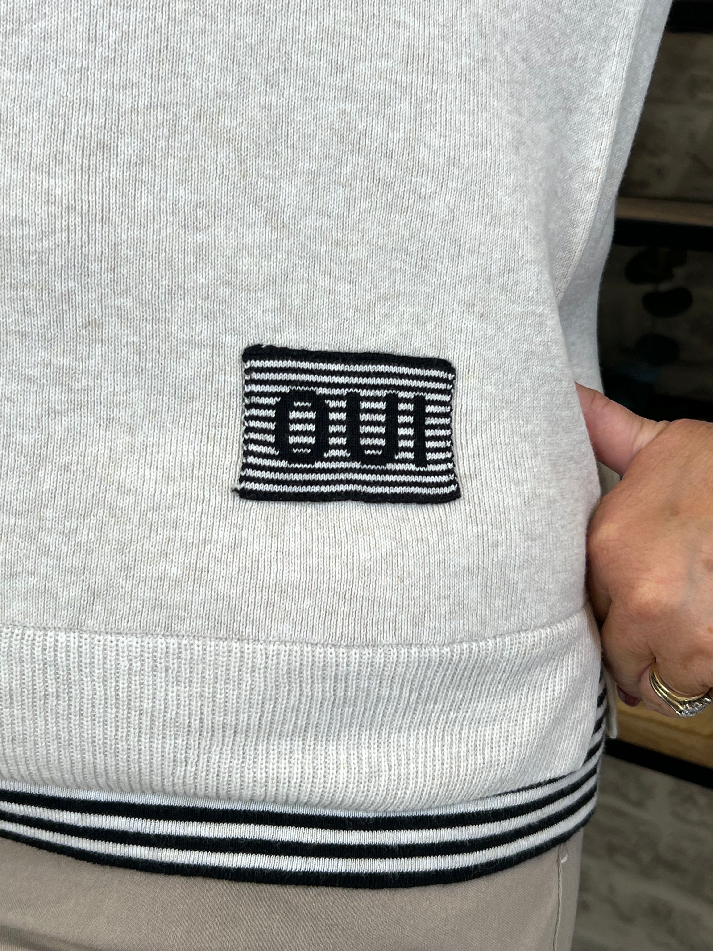 Oui Contrasting Stripes Pullover In stone & black