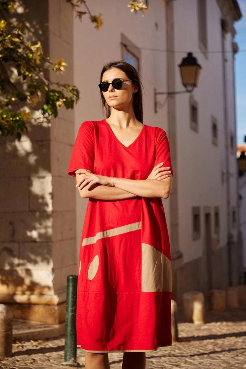 Peruzzi oval cut out Dress In Red