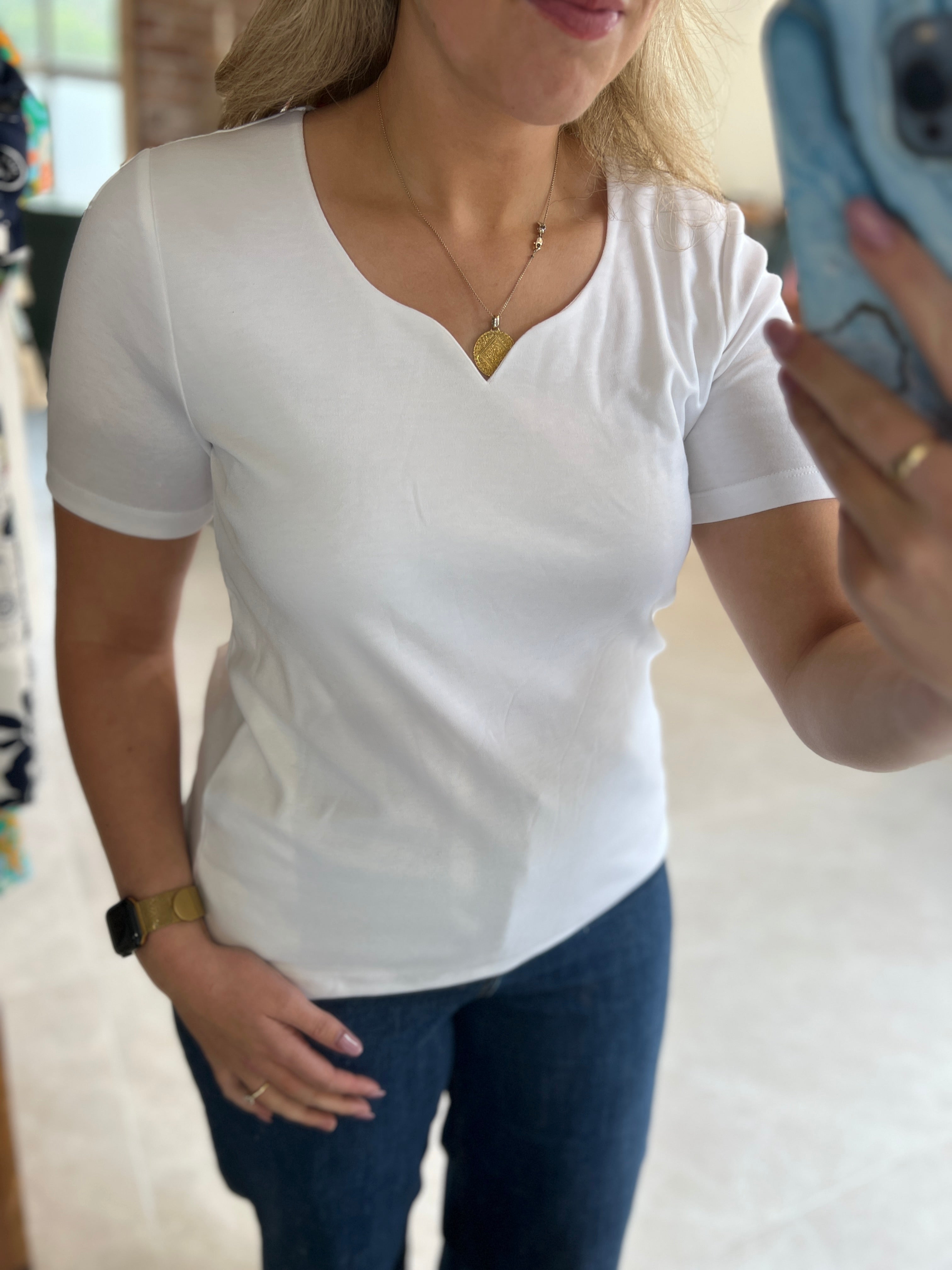 Street One Heart Neckline Top In Off white