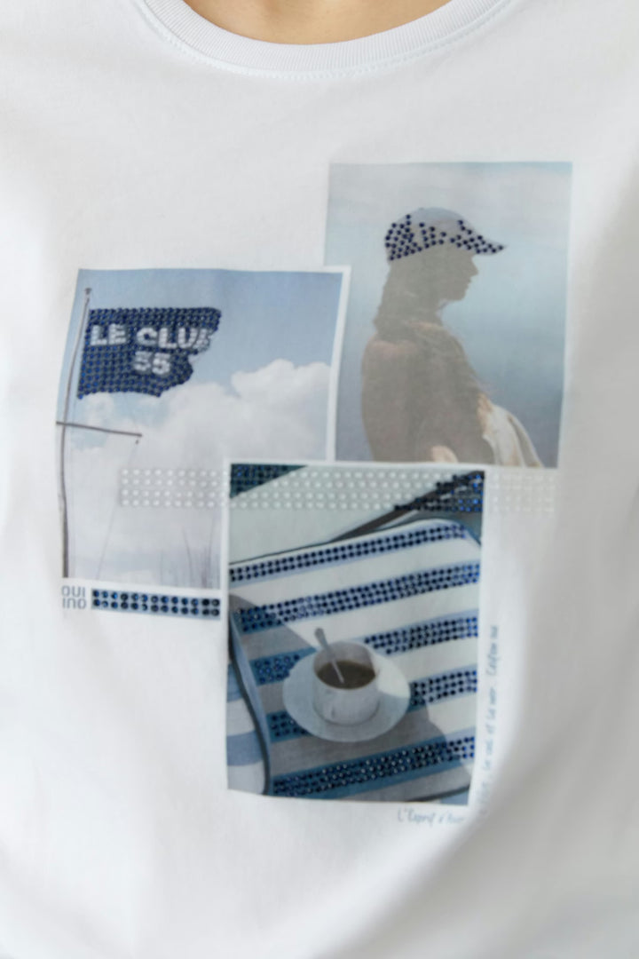 Oui Printed t-shirt In Optic White
