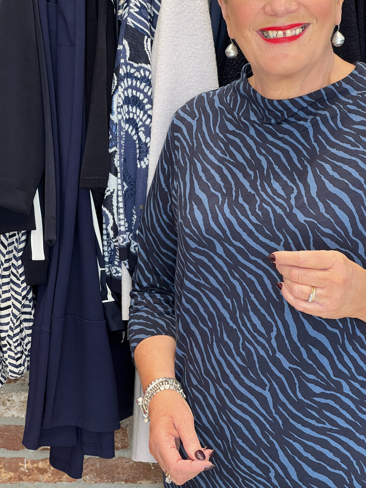 Cecil Minimal Funnel Neck Top In Urban dark blue