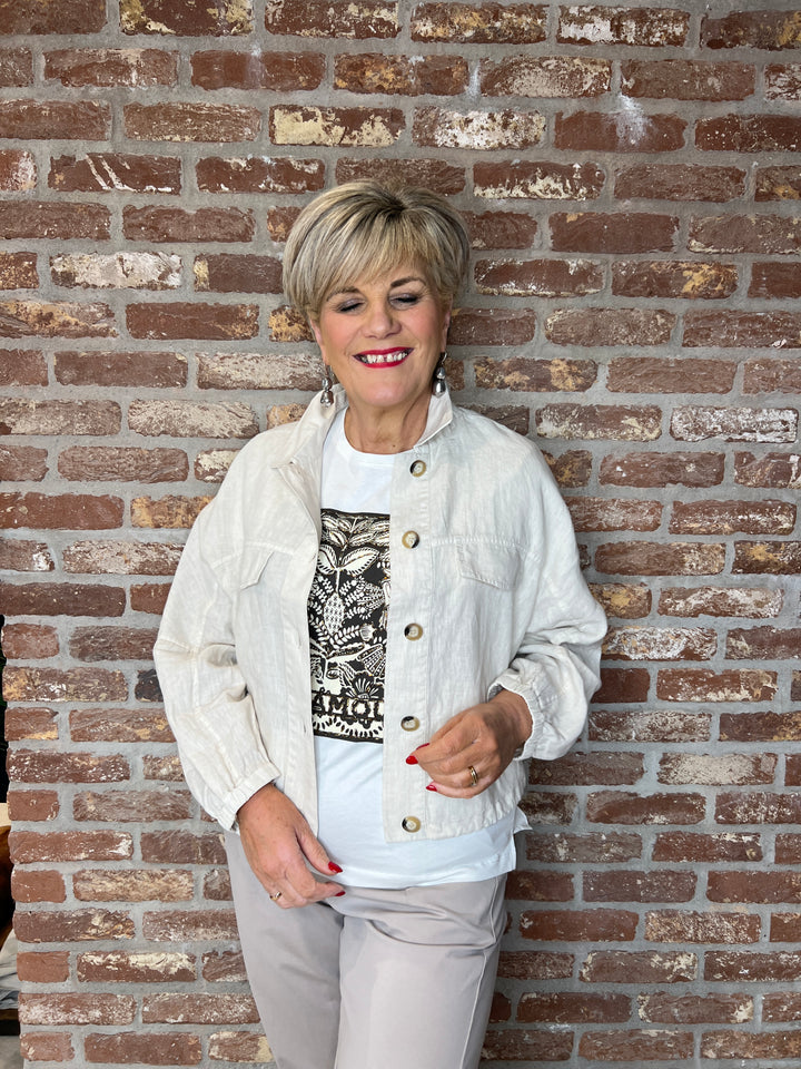 Oui Patterned t-shirt In Optic White