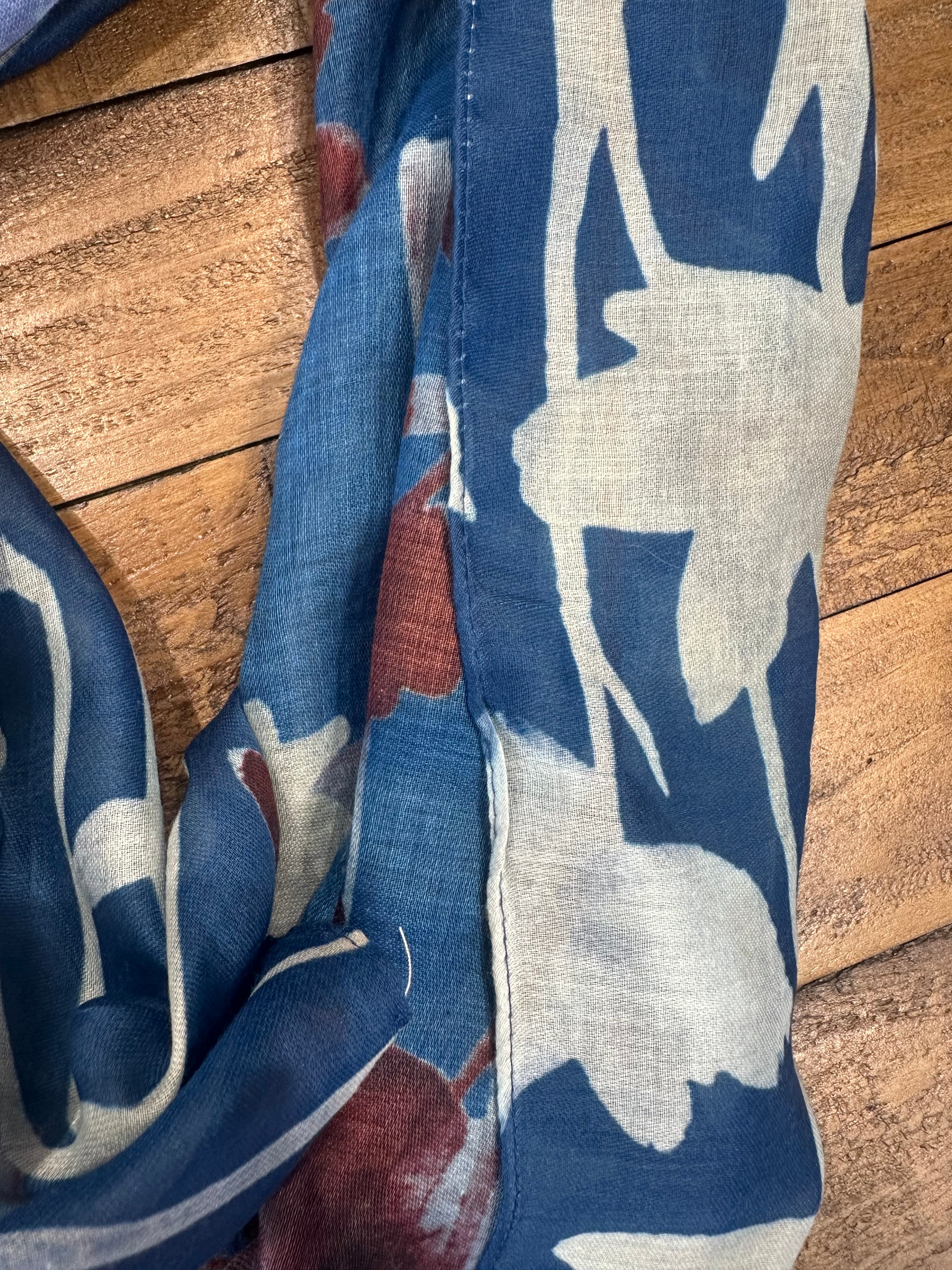 Amelia Forest Print Scarf In Navy