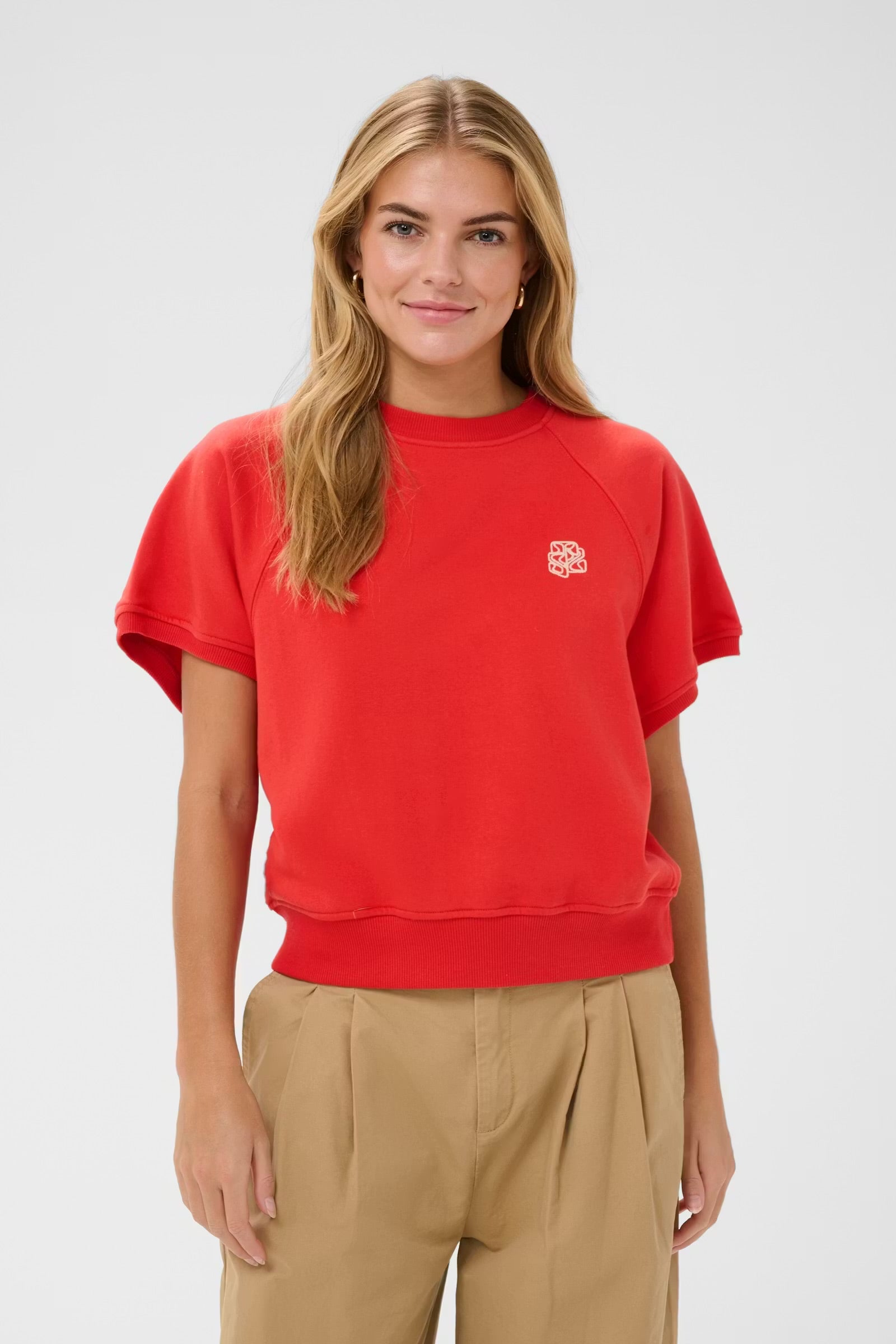 Saint Tropez Short Sleeve Sweatshirt In Poppy