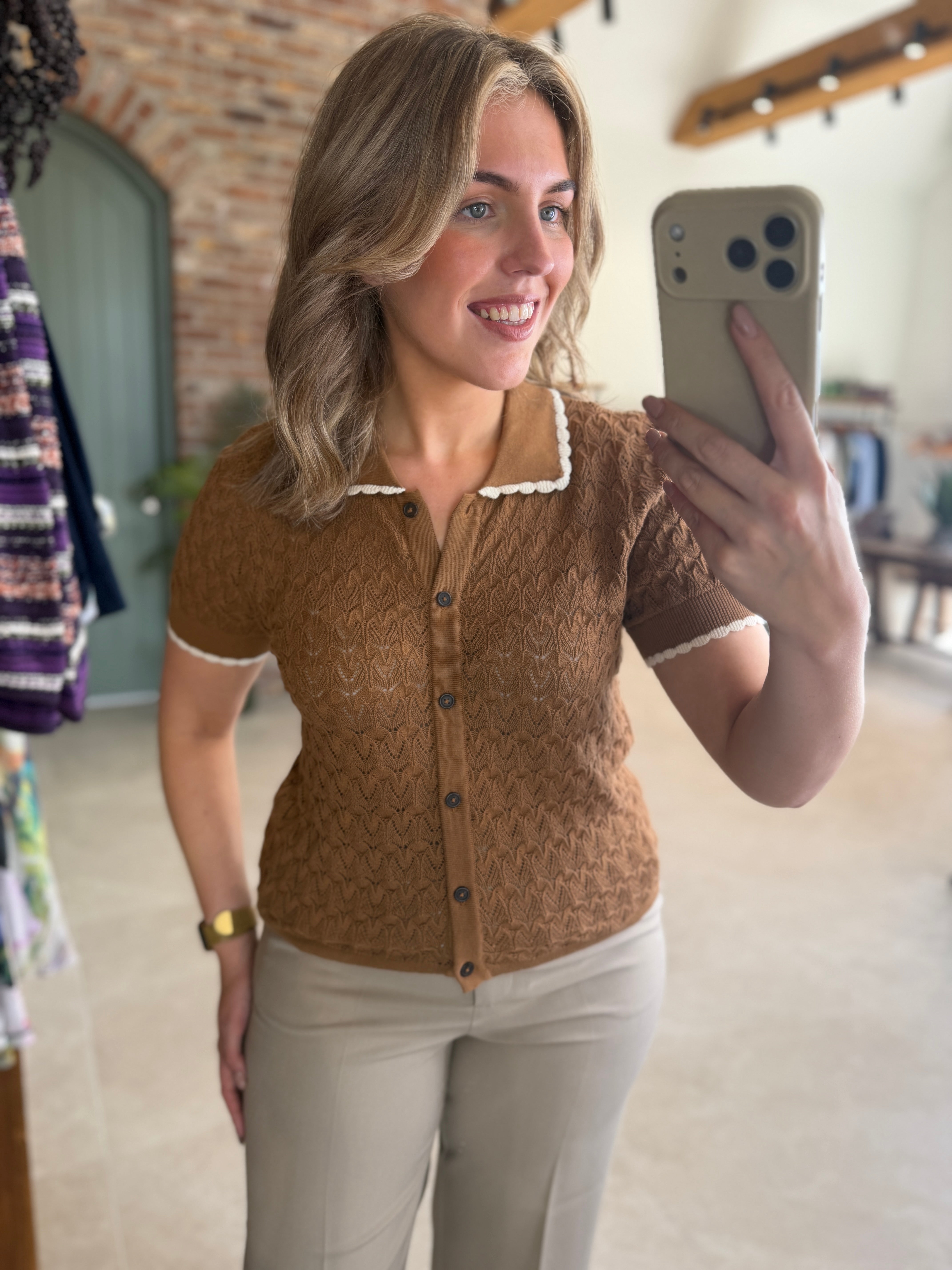 Saint Tropez Polo top in toasted coconut