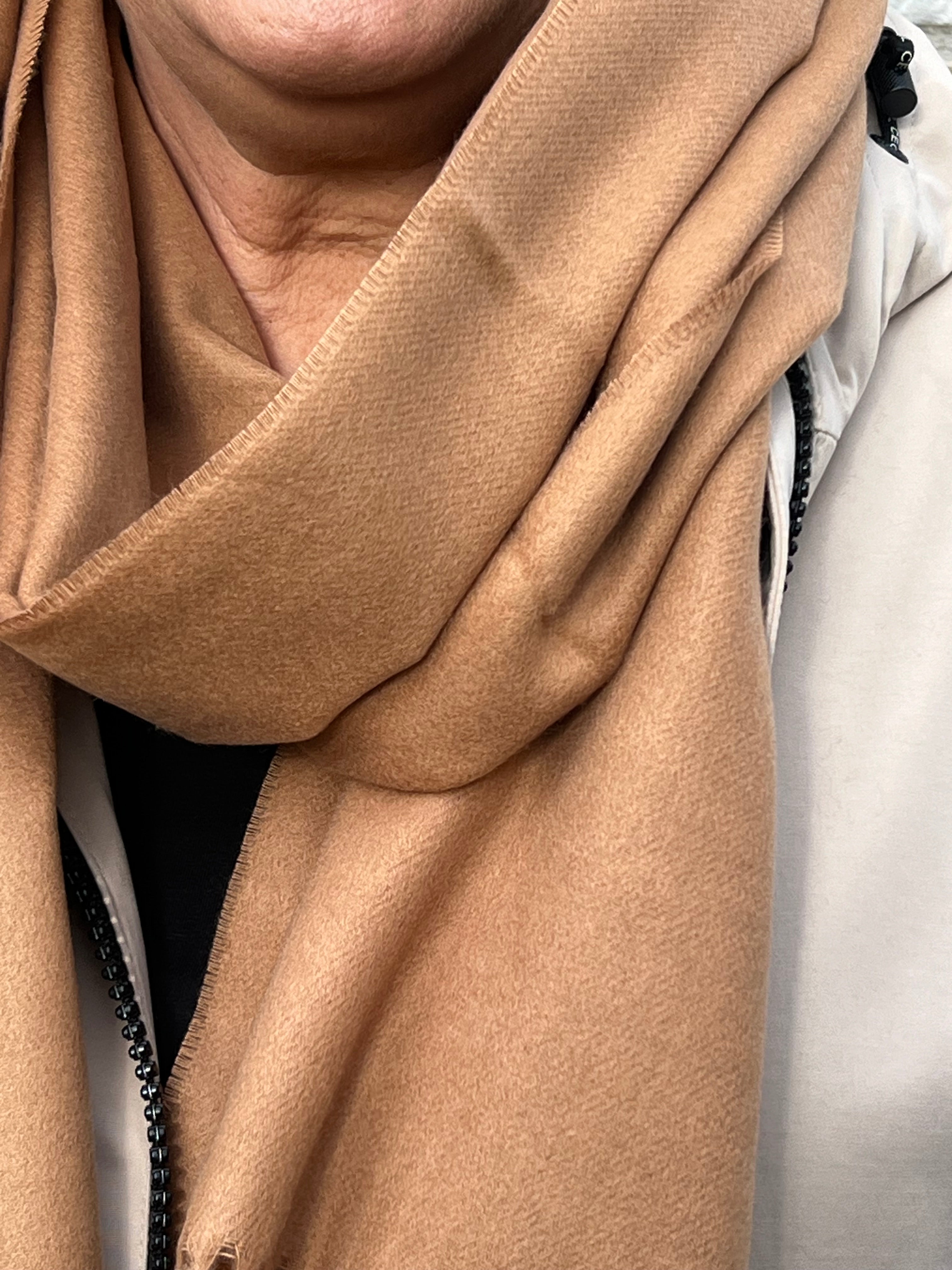 Cashmink plain Scarf In Camel