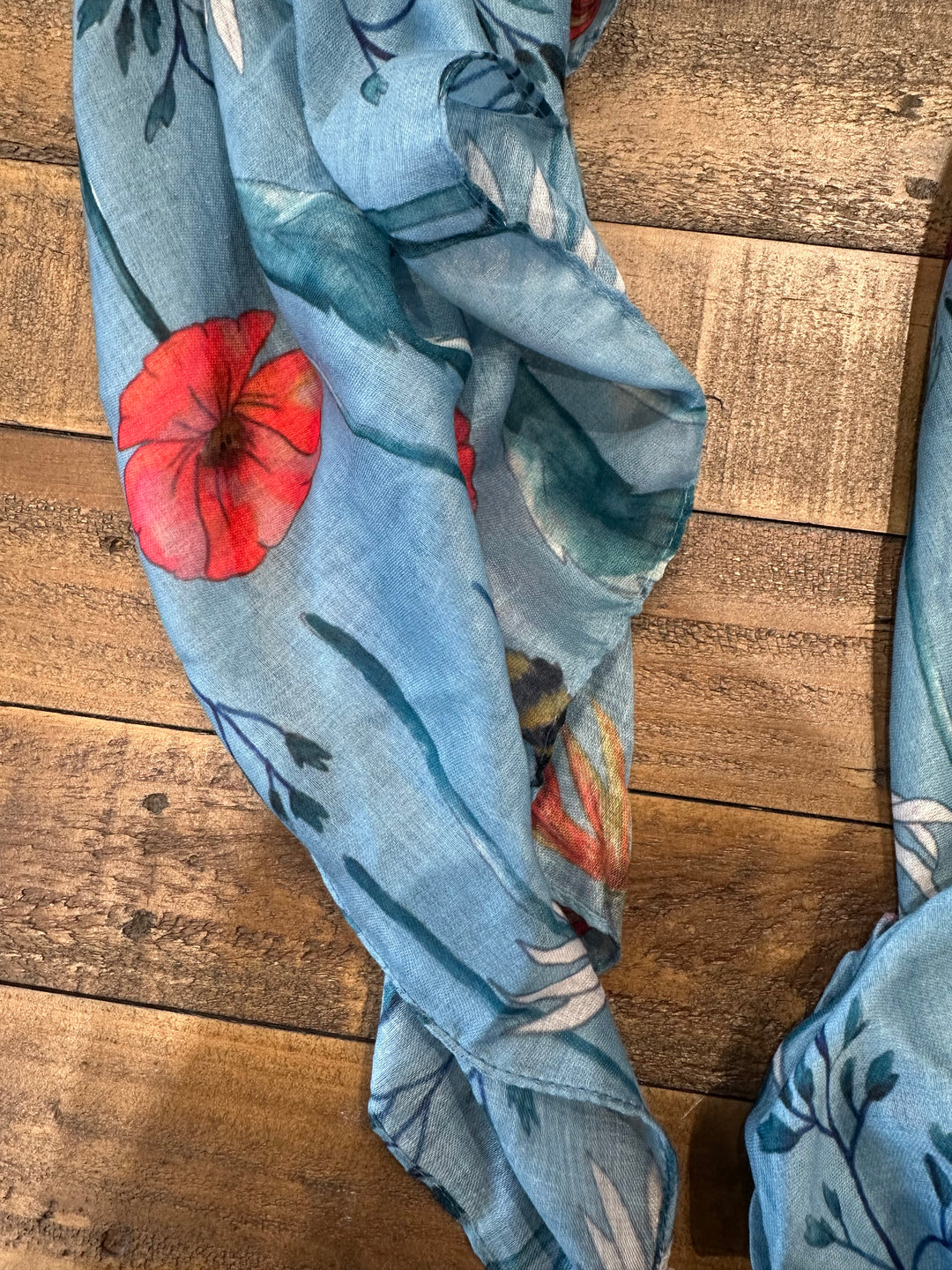 Amelia Meadow Print Scarf In Duck Egg