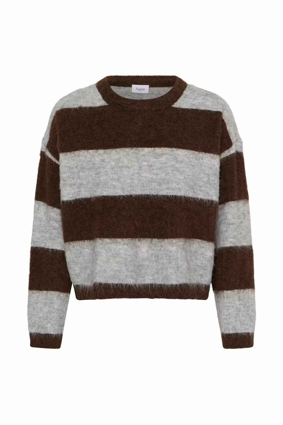 Block Stripe Jumper In chocolate & grey