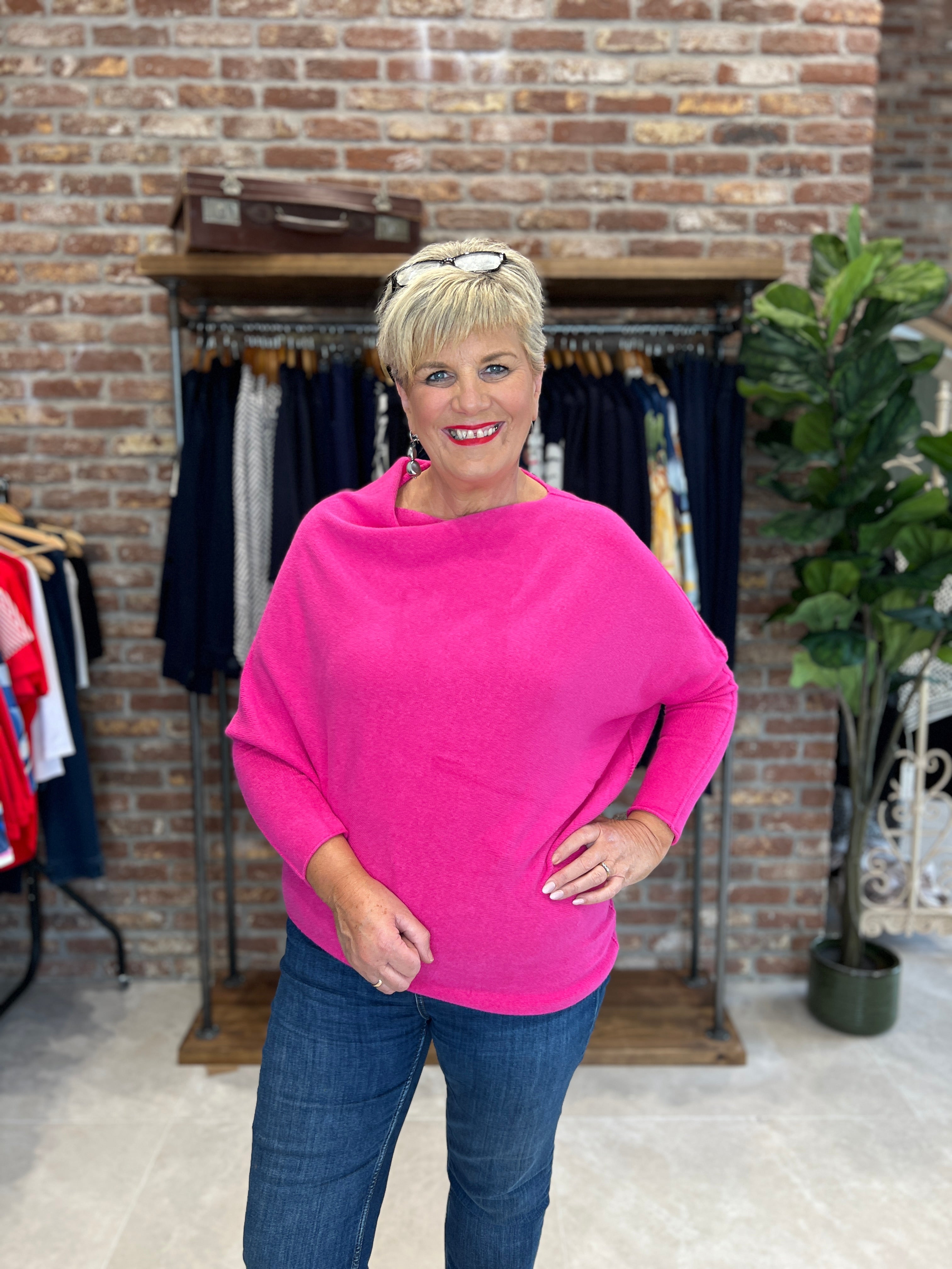 Deck By Decollage Asymmetric Knit In Pink