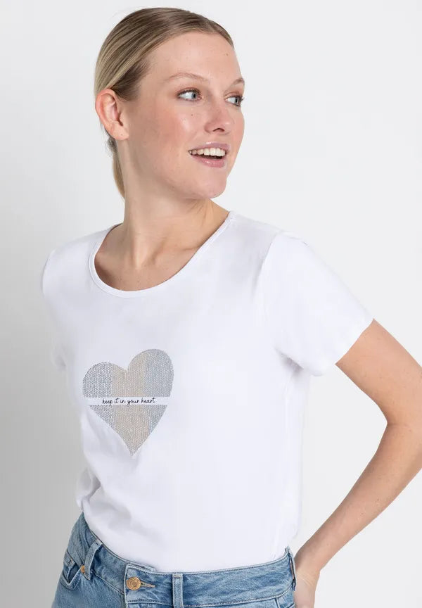 More & More T-shirt With Heart In White