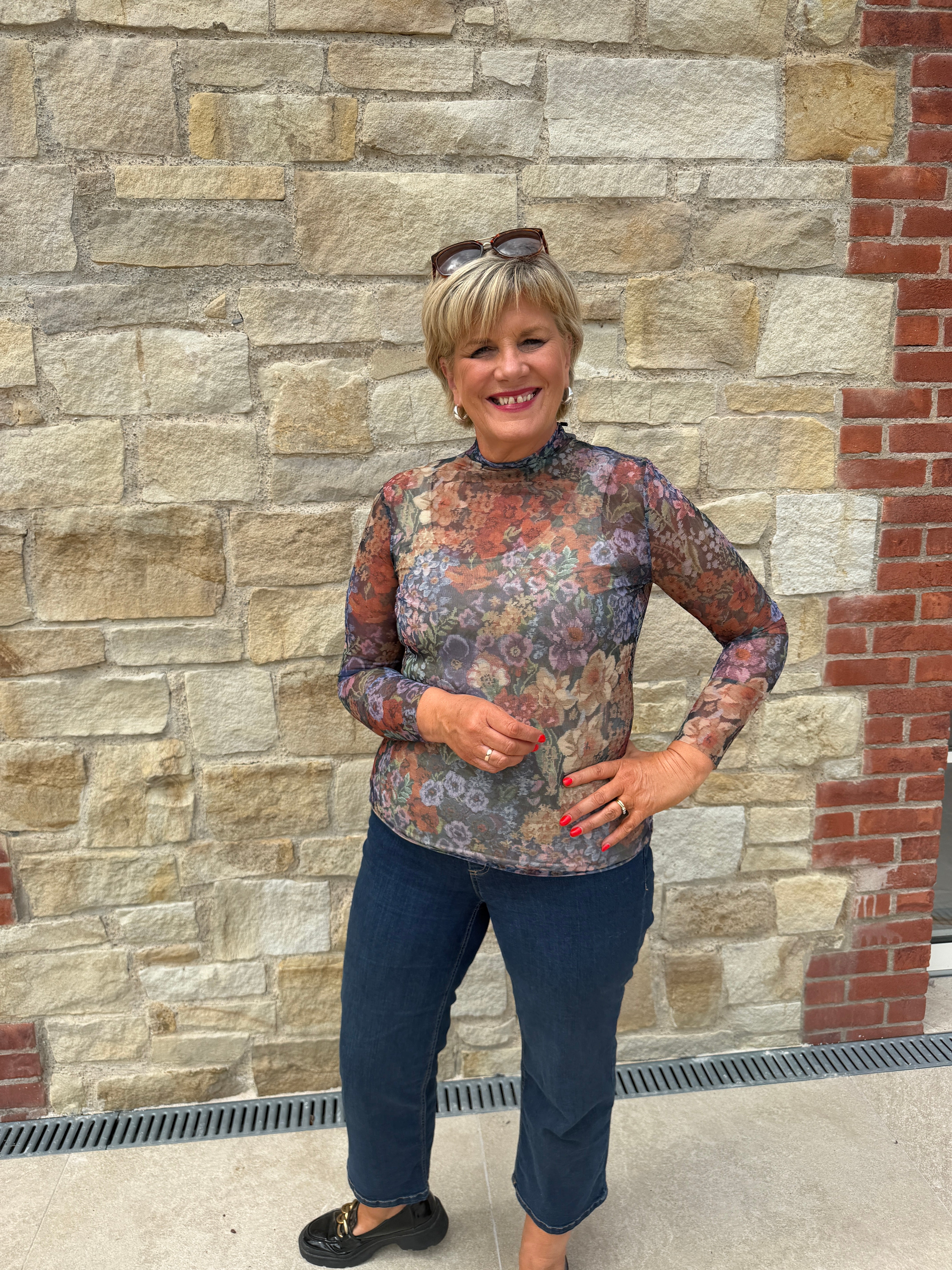 Oui Long sleeve top In Lilac yellow
