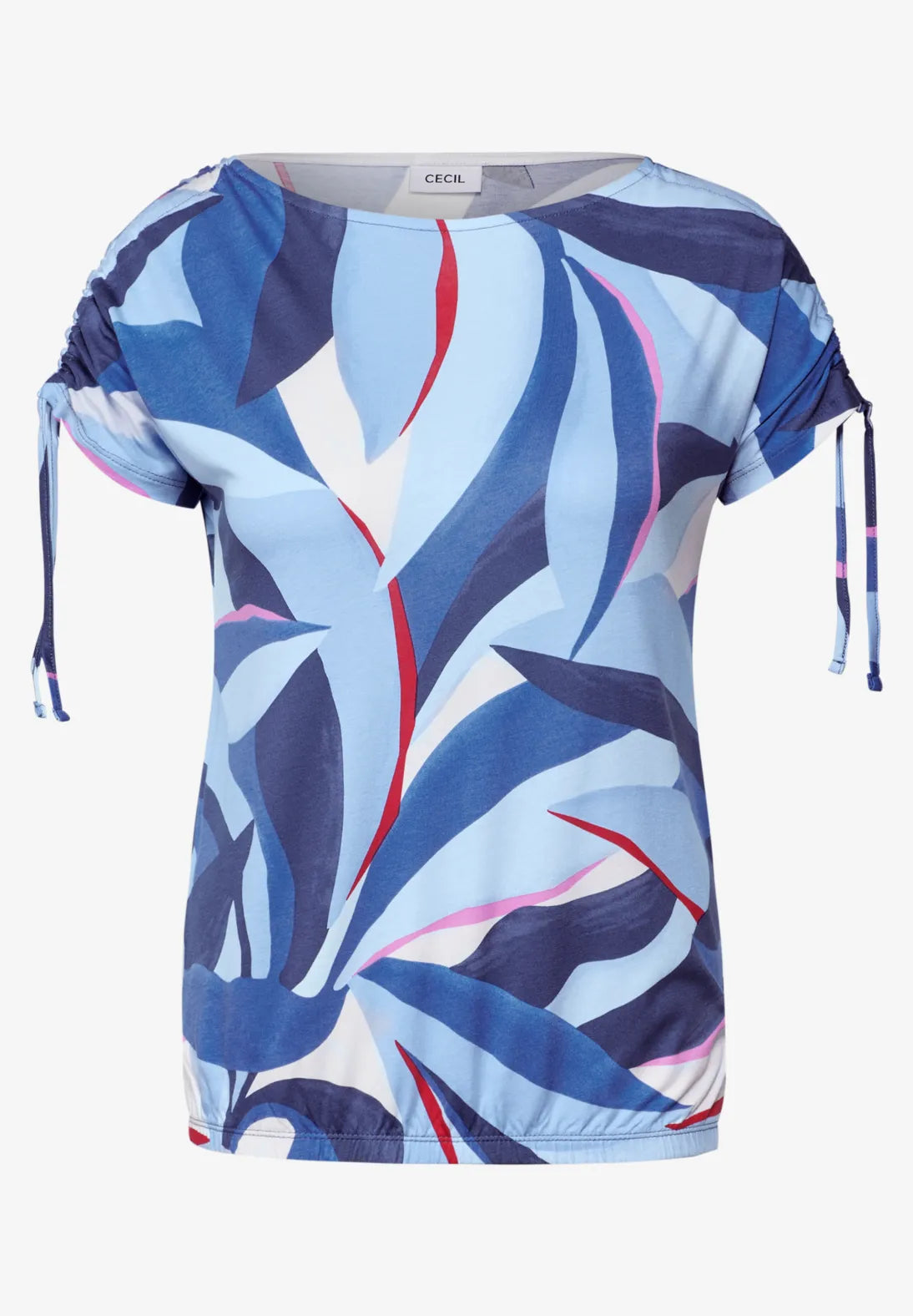 Cecil Print Gathered T-shirt In Urban Navy