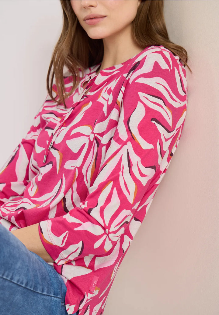 Cecil Multi Top With Tie In beetroot pink