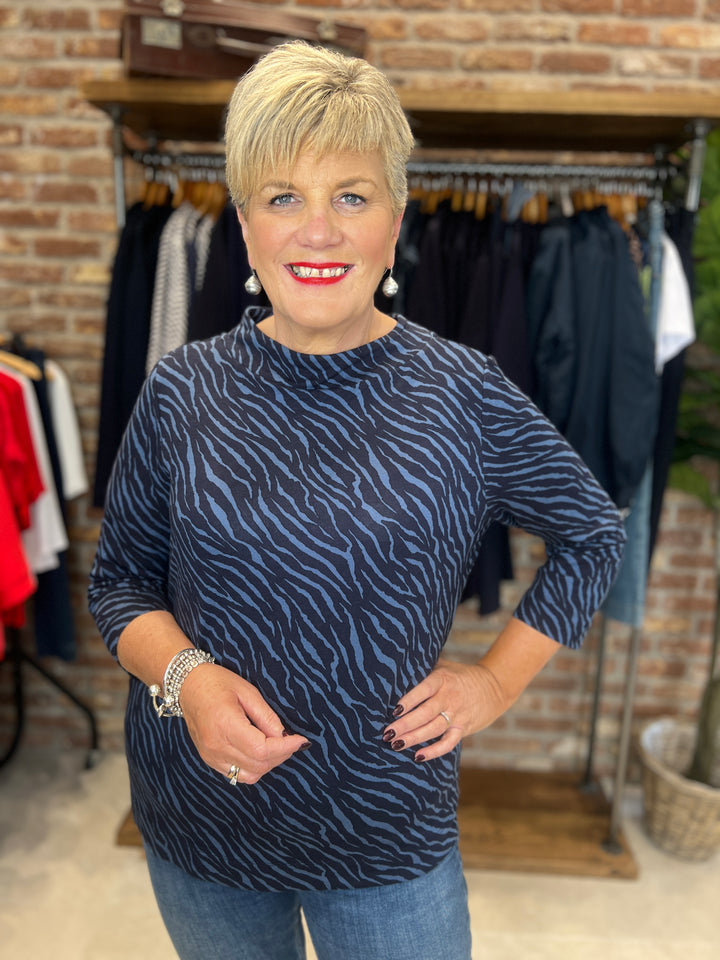 Cecil Minimal Funnel Neck Top In Urban dark blue